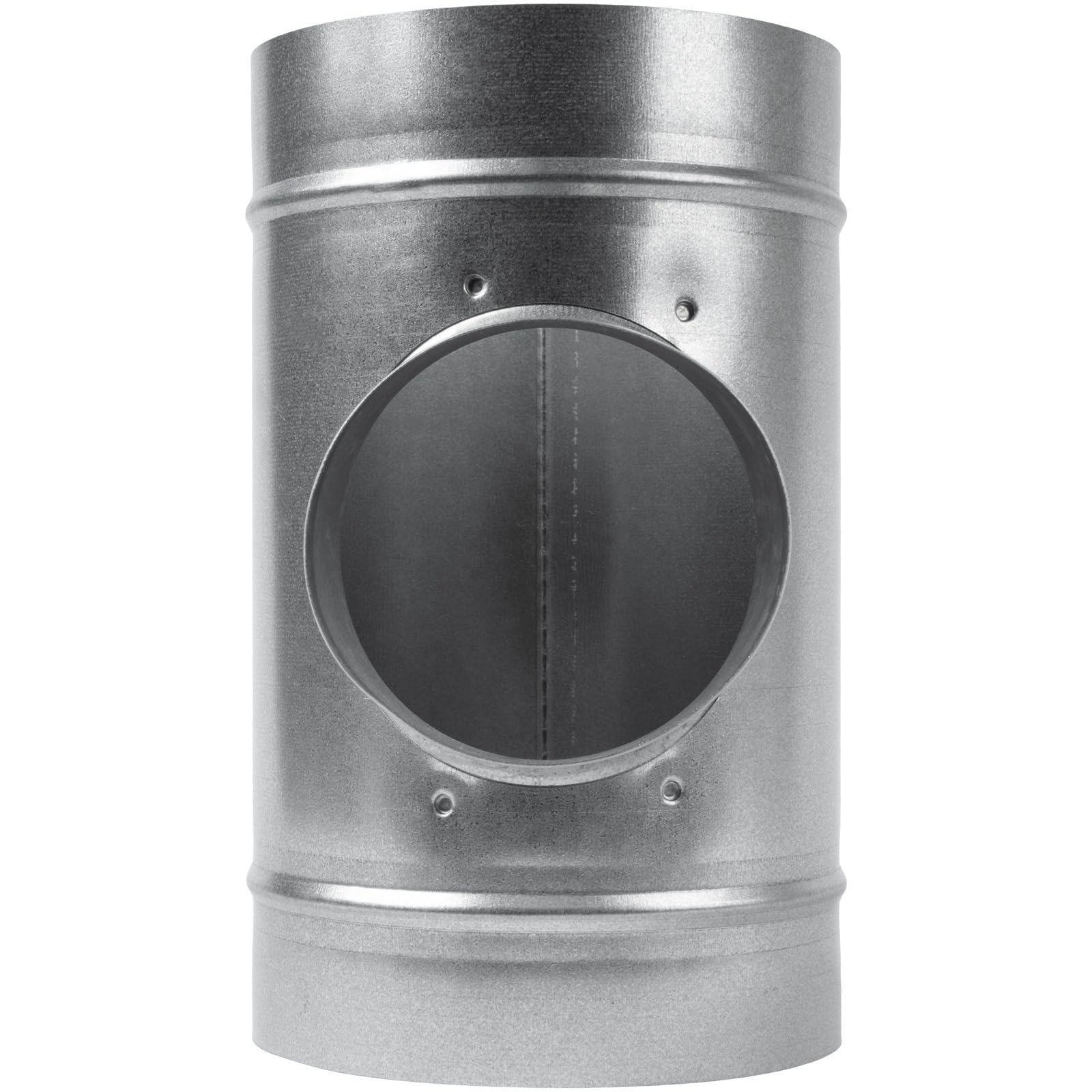 Divisor de conducto en forma de T de 90° de diámetro de 6 x 6 x 4 pulgadas - Adaptador de montaje de metal de 3 vías - Acero galvanizado - Conector de manguera de conducto redondo - para