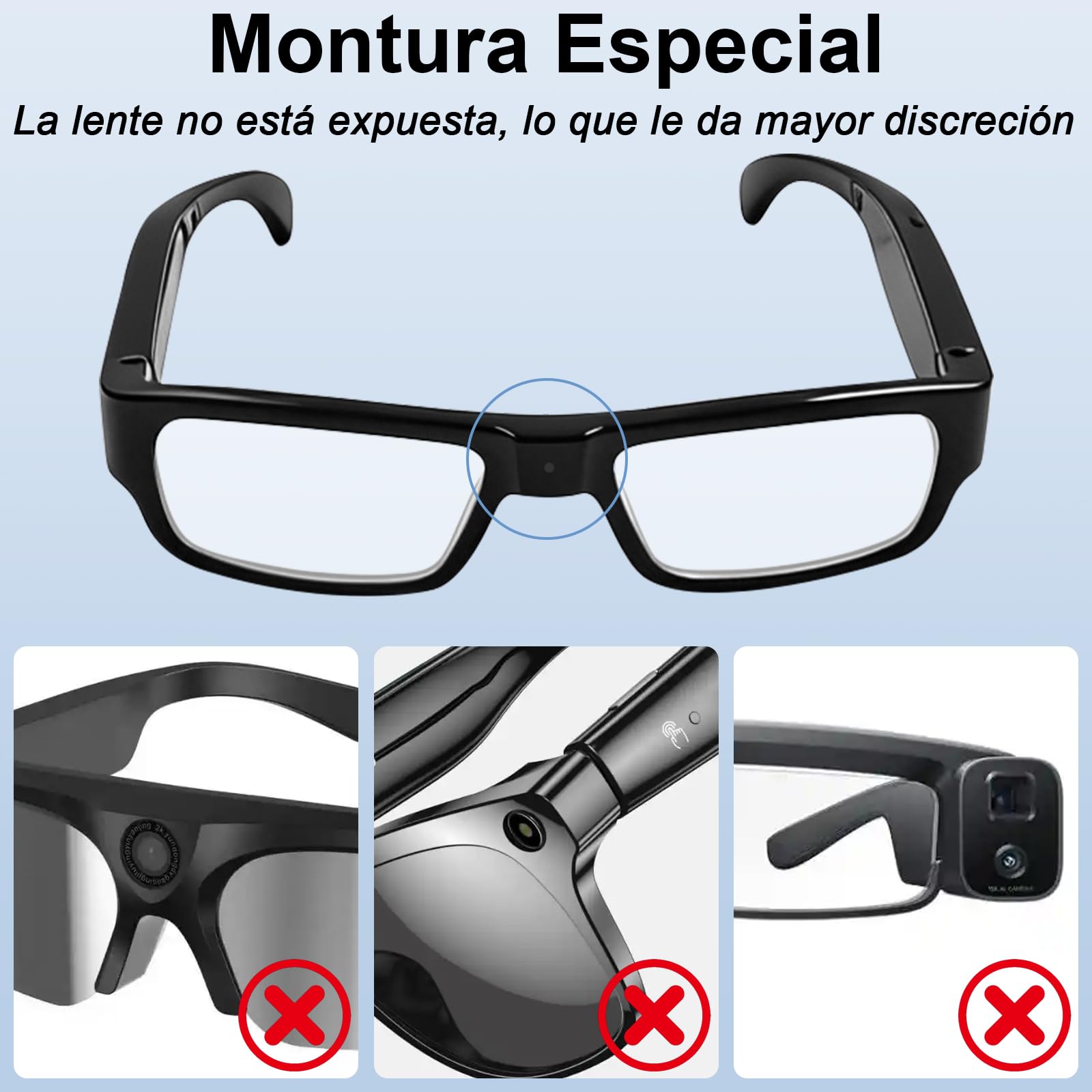 Smart Kamera Brille, Outdoor Sportbrille mit Kamera 1080P HD Videoaufzeichnung Intelligente Brille Actionkamera Tragbar und Ideal zum Klettern, Autofahren, Radfahren, Wandern, Jagen und Angeln