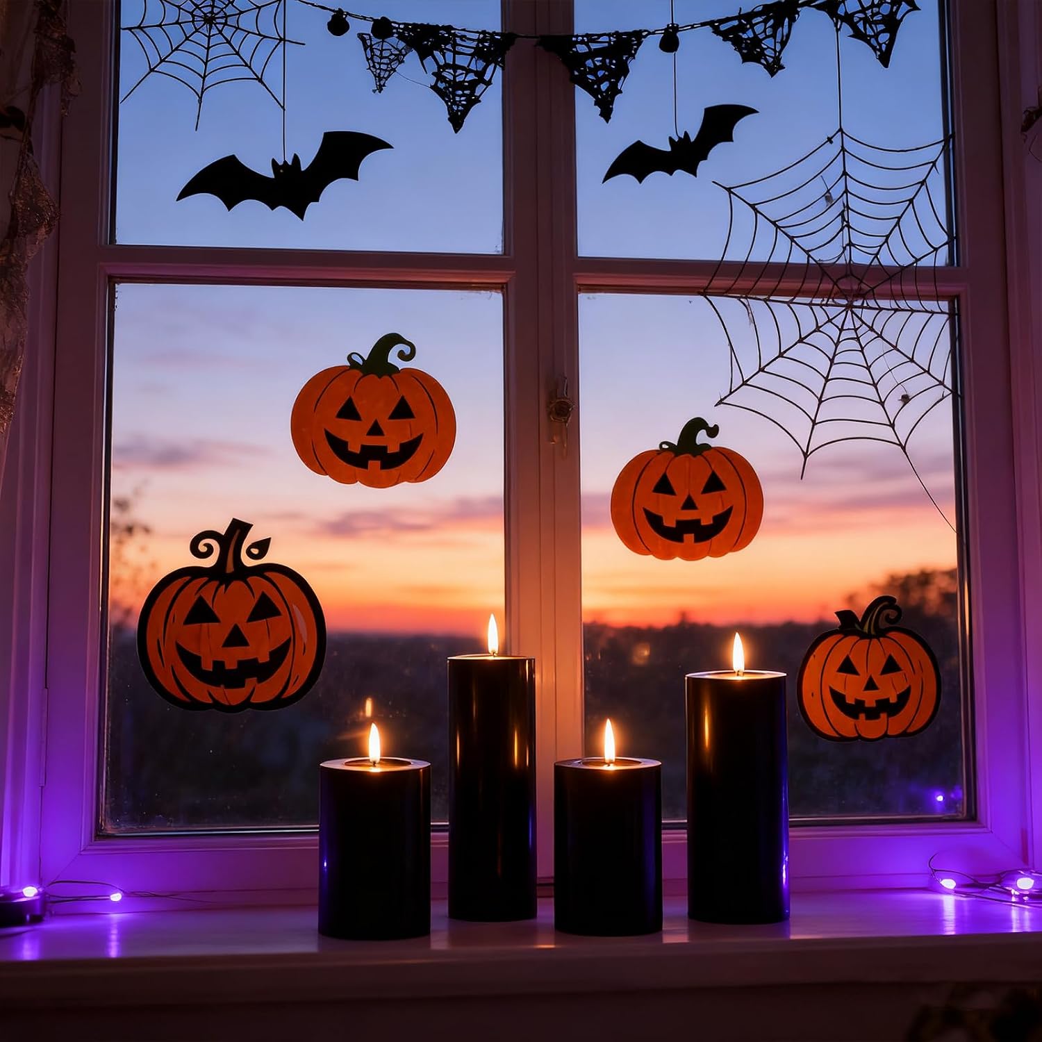 Lezonic Black Flameless Candles with Remote, LED Battery Operated Flickering with Timer, 4 Pack Glossy Wax Drips Design Real Wax Pillar for Halloween Decor, Centerpiece, Birthday Gifts (4/5/6/8 Inch)