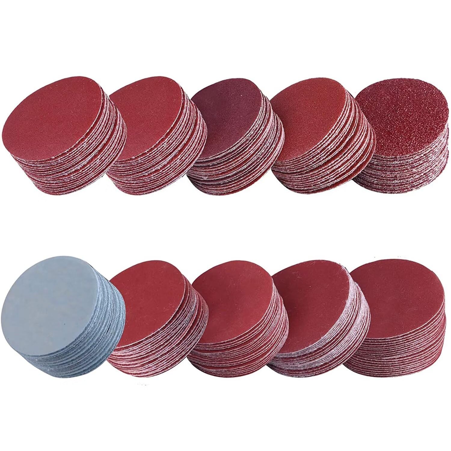 100Pcs 2Inch 50mm Round Sandpapers Sanding Disk Set Grit 80/100/180/240/600/800/1000/1200/2000/3000 Hook&Loop Abrasive Sander Paper Use For Polishing Tools