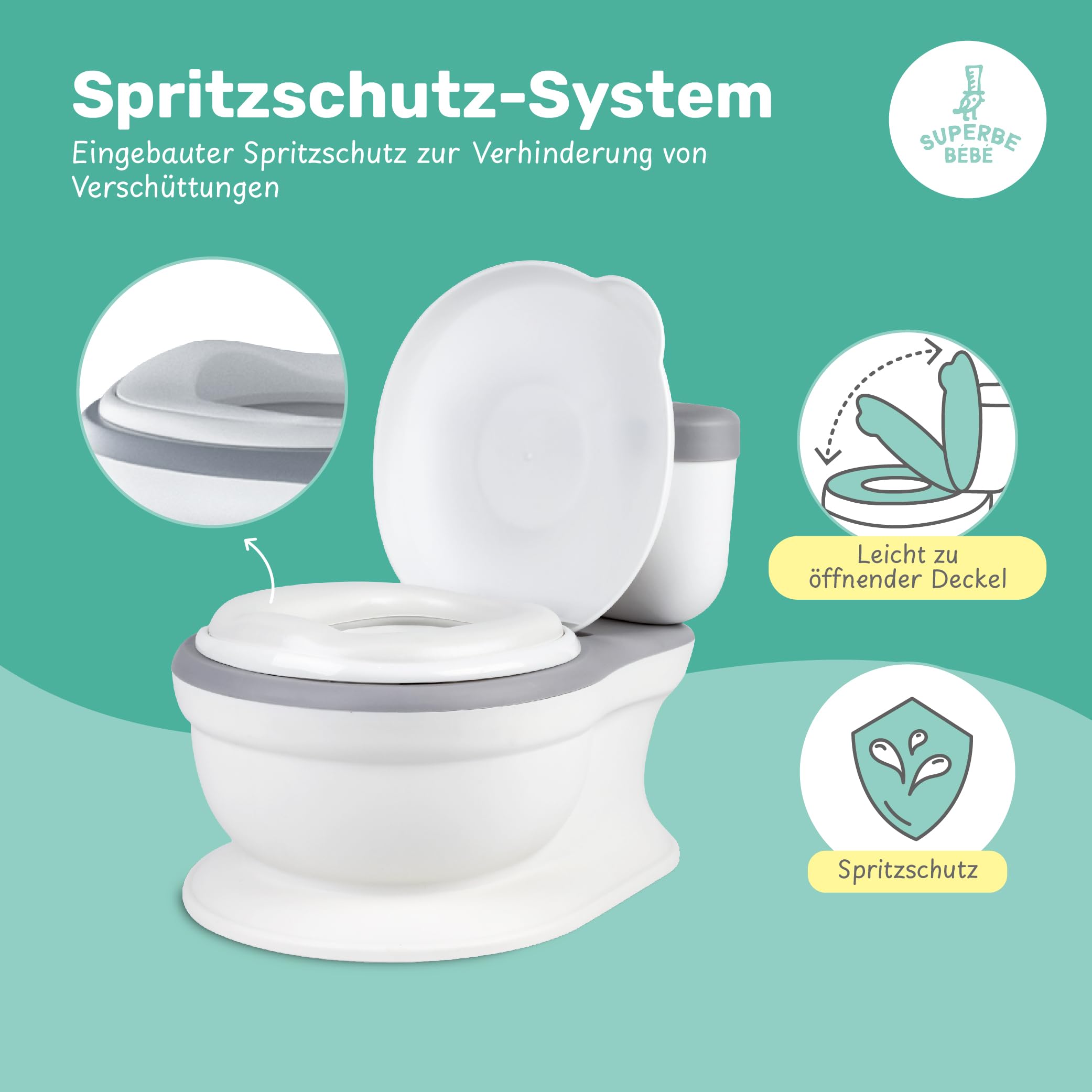 Baby Töpfchen - Toilettensitz Kinder - Kinder Töpfchen Mit Musik & Spülgeräusch Für Töpfchentraining - Baby & Kindertoilette - Leicht Zu Entleeren Mit Herausnehmbarem Topf - Potty Training Toilet