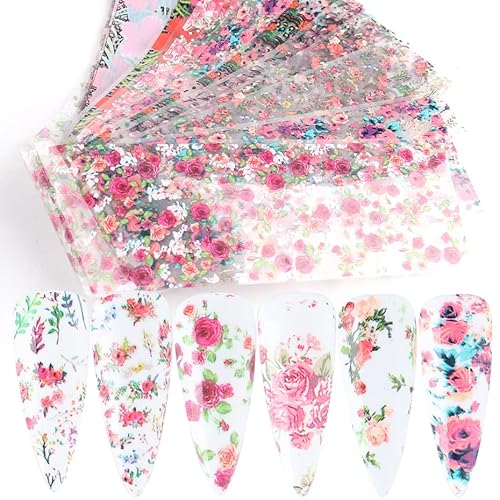 10pcs Rosen- Blumen- Nagel- Kunst- Transferfolie- Aufkleber- einfache Blatt- Schieberegler für Maniküre- sternenklare Papier- Verpackungs- Nägel- Zusätze LA2109Nützlich und praktisch