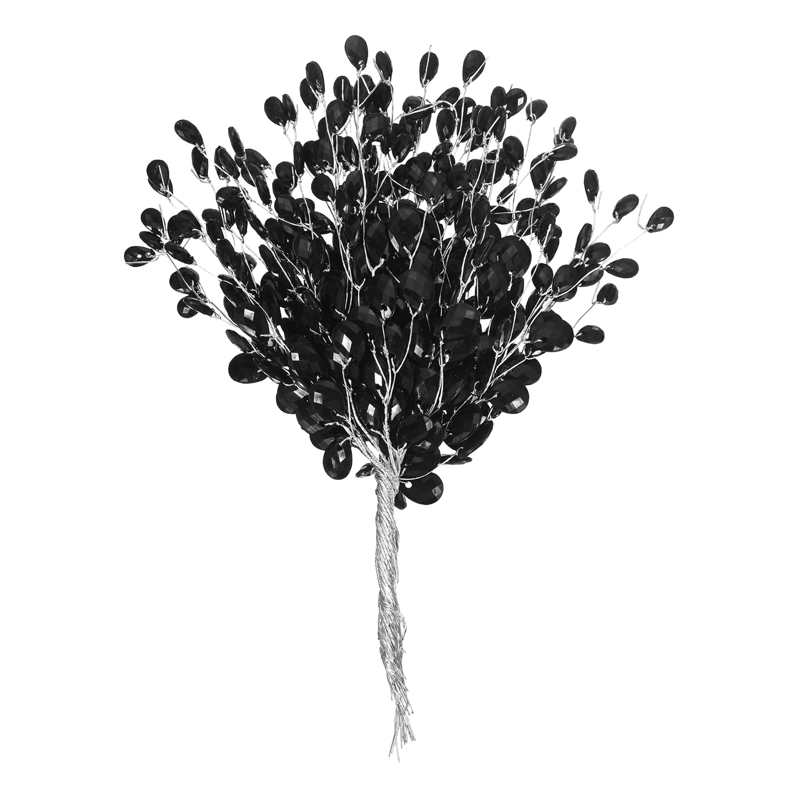 Fleur en cristal acrylique noir pour bouquet et couronne de mariage créative, 25 pièces