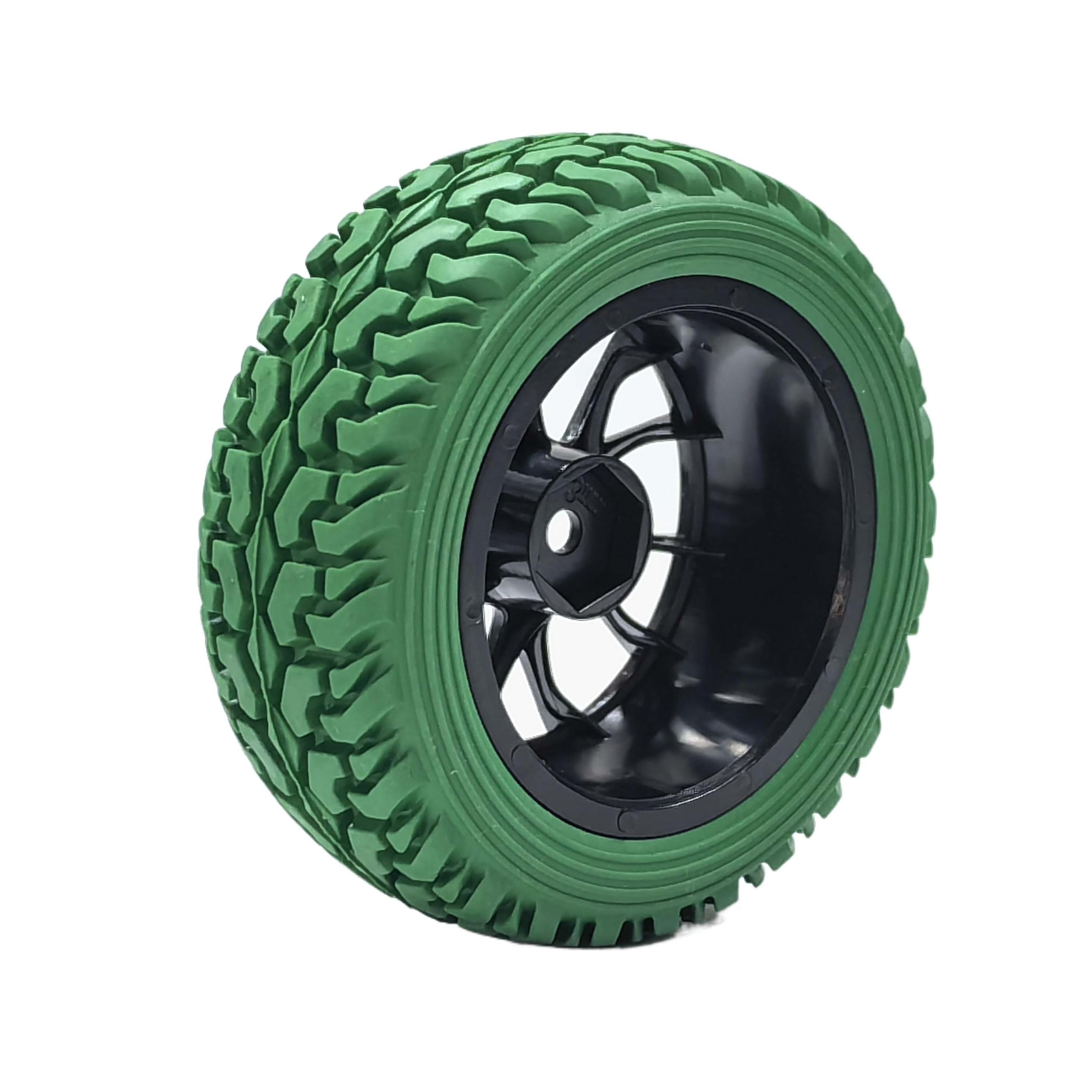 KEEDA 75mm Rubber Tyres and Wheels for 1/10 RC On Road Car 1/16 RC Rally Car HSP 94123 HPI Kyosho Tamiya (Green) - Image 4