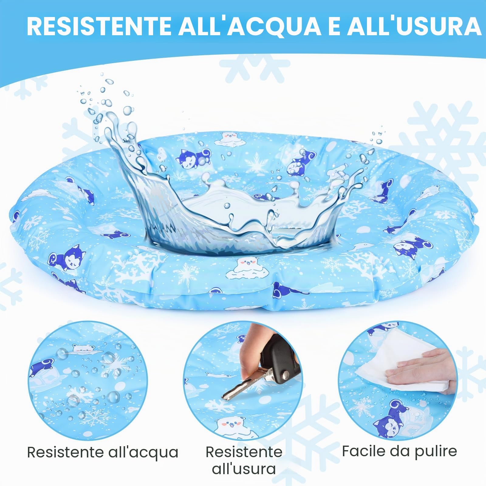 HAPPY HACHI Tappetino Refrigerante Cane, Tappeto Refrigerante per Gatti Cani in Gel Non Tossico Antigraffi Tessuto Materassino Gatto Raffreddamento per Animali Piccola Taglia in Estate (55cm)