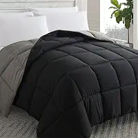Cosybay Edredom alternativo de plumas (preto/cinza, Queen) - edredom de cama queen size acolchoado macio para todas as estações - enchimento de edredom com abas de canto - inverno verão quente fofo,