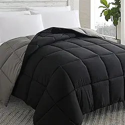 Cosybay Edredom alternativo de plumas (preto/cinza, King) - edredom de cama king size acolchoado macio para todas as estações - enchimento de edredom com abas de canto - inverno verão quente fofo, 259