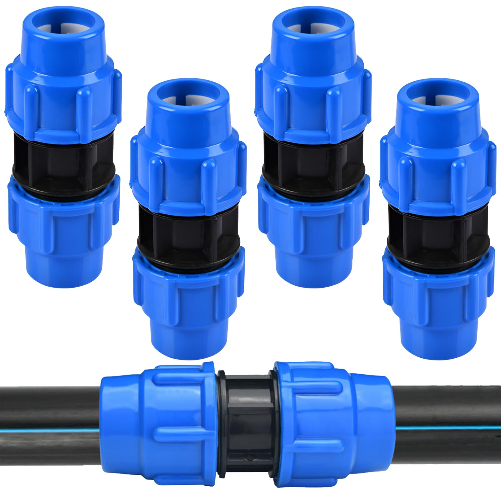CAINCAY Lot De 4 Raccords En T Pour Tuyau Polyéthylène 25 Mm – Raccord à Serrage – Pour Irrigation Et Eau
