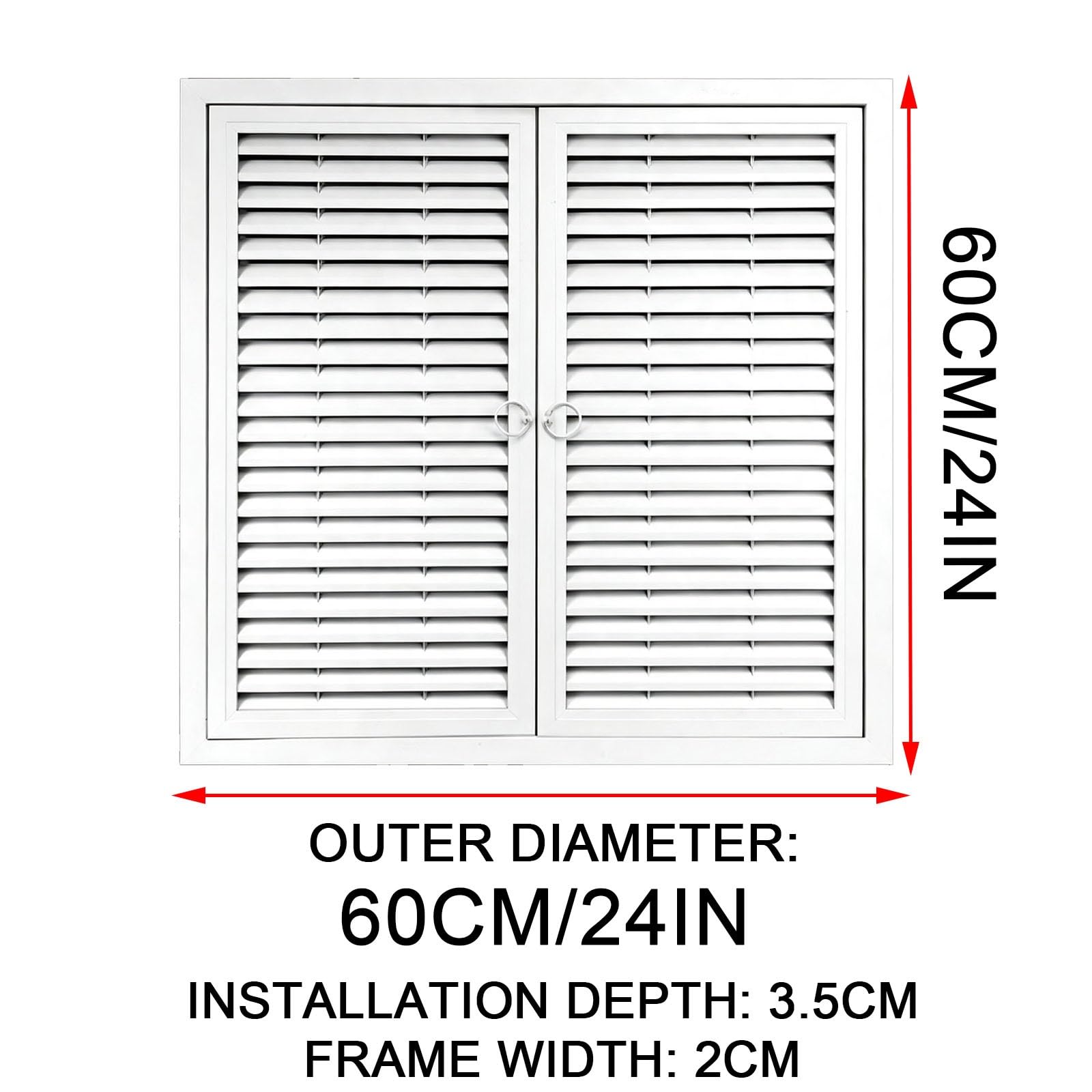 Aluminiowy Panel Rewizyjny Do Płyt Gipsowo Kartonowych z Uchwytem | Konstrukcja Dwuskrzydłowa, Panel Ażurowy, Montaż Wpuszczany, Maskowanie Przewodów Elektrycznych(60x60cm/24x24in)
