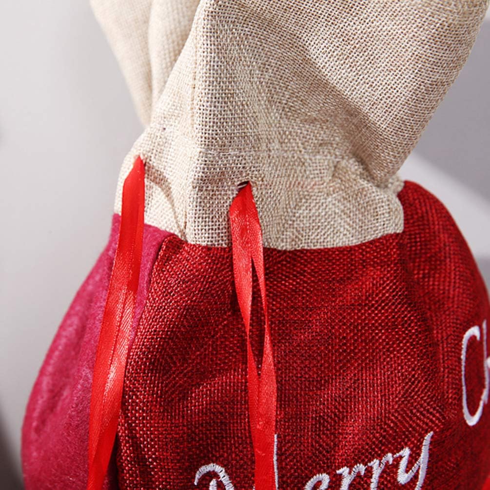 Christmas Drawstring Gift Bags Snowman Burlap Candy Sack Cookie Bags for Kids Xmas Holiday Party Candy Bag Favors Size L - Image 5