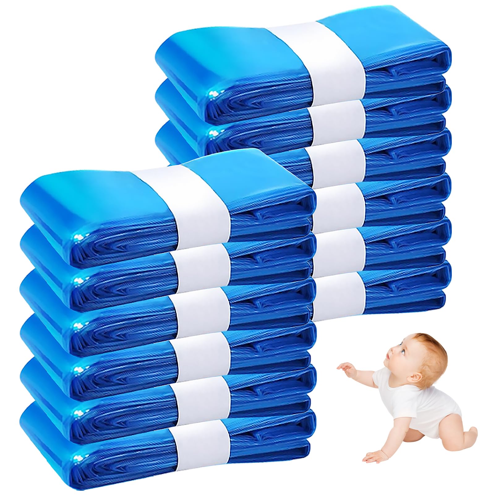 12er-Pack Nappy Bin Refills, vacvad 4.5m Diaper Bin Pail Disposal Bags, Nappy Bin Liners Replacement Strong Seal & Tear Resistance, Compatible with Most Nappy Disposal Systems (Blue)-image-6