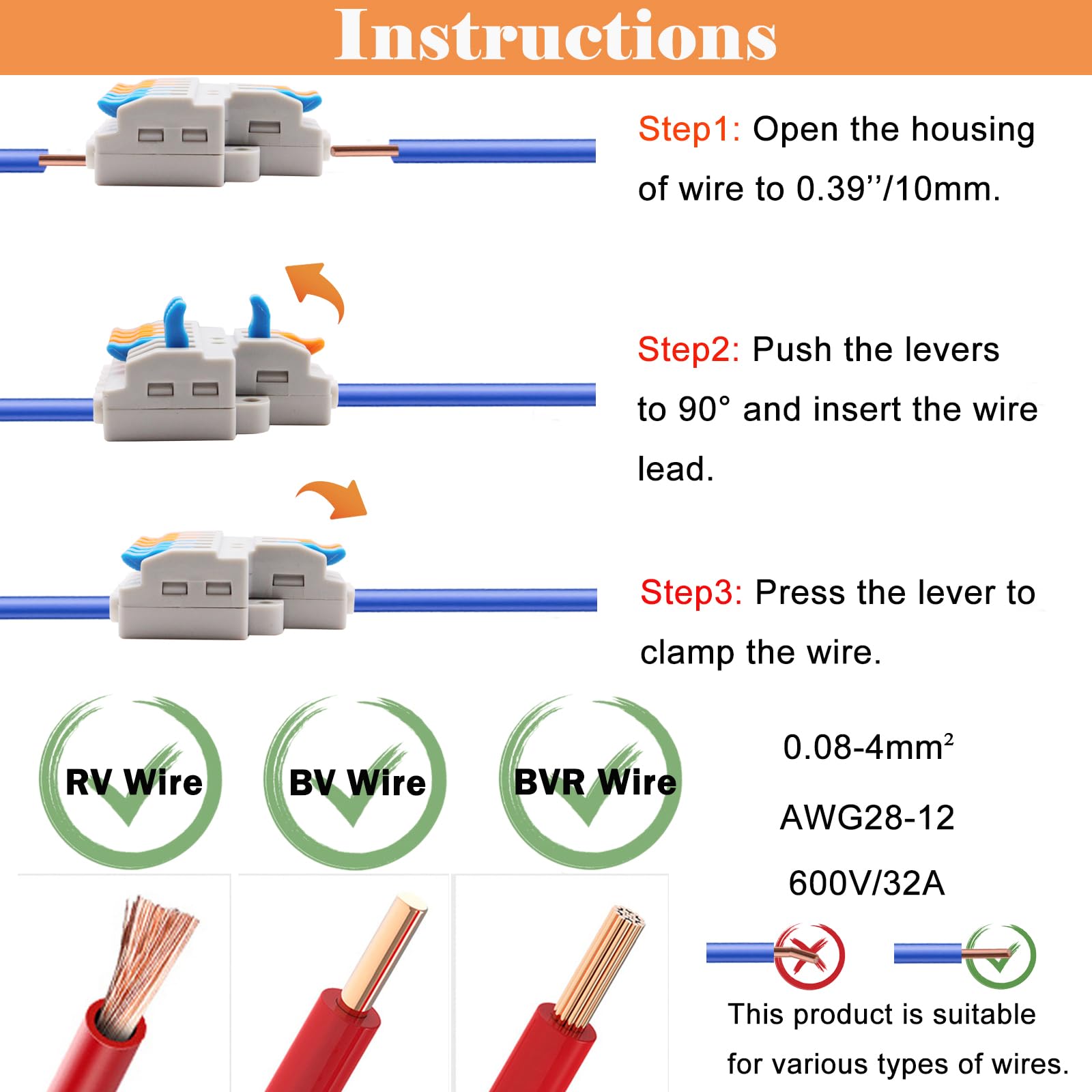 Snapklik.com : 10Pcs Lever Wire Connectors,Screw Terminals Quick Wiring ...