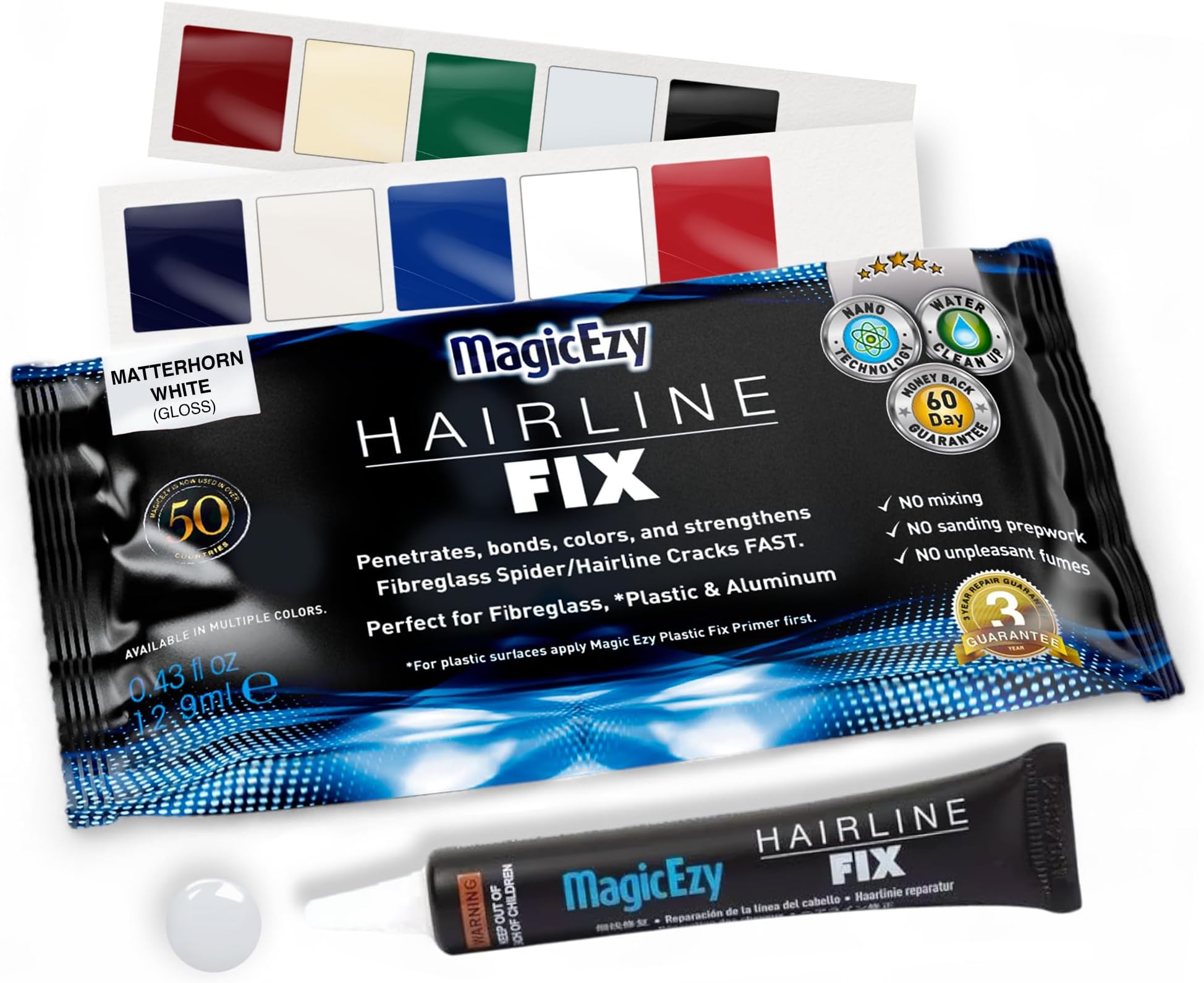 MagicEzyHairline Fix - (Matterhorn White)| Gelcoat Touchup Repair Kit | Fix Cracks and Scratches Like a Pro | Fibreglass Crack Repair Kit | Boats, Jet Skis