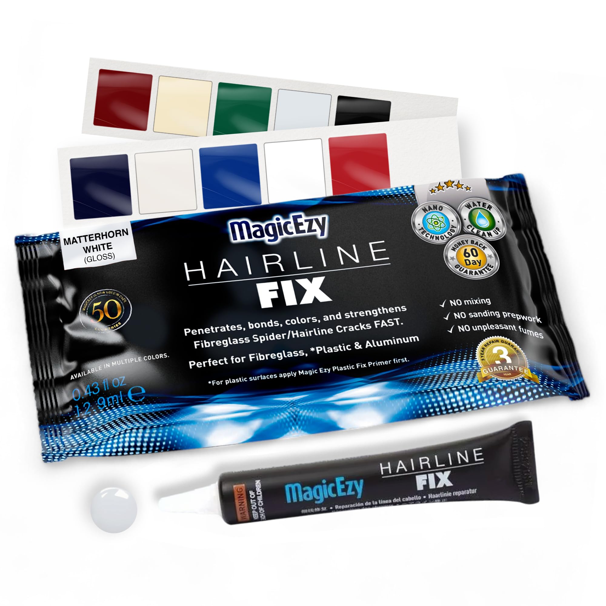 MagicEzy Hairline Fix - (Matterhorn White)| Gelcoat Touchup Repair Kit | Fix Cracks and Scratches Like a Pro | Fibreglass Crack Repair Kit | Boats, Jet Skis