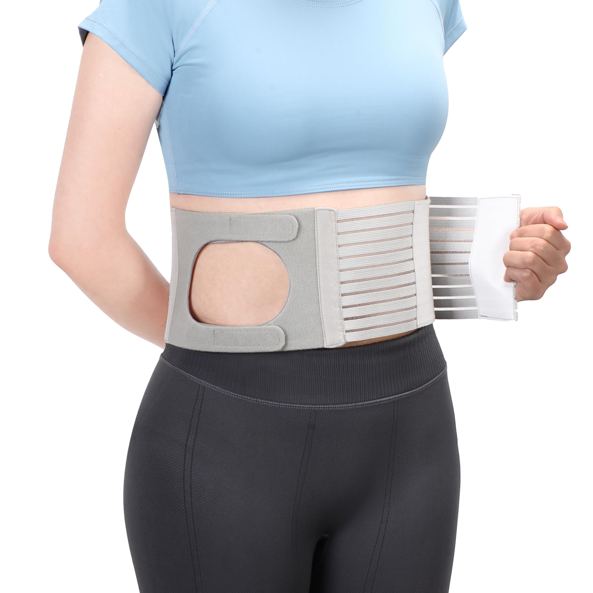 Elástica Ostomía Hernia Cinturón,Cinturón De Ostomía,Faja Colostomía para Hombre y Mujer Colostomía Soporte Transpirable con Abertura para Pacientes de Colostomía Tamaño,6-8cm (M)