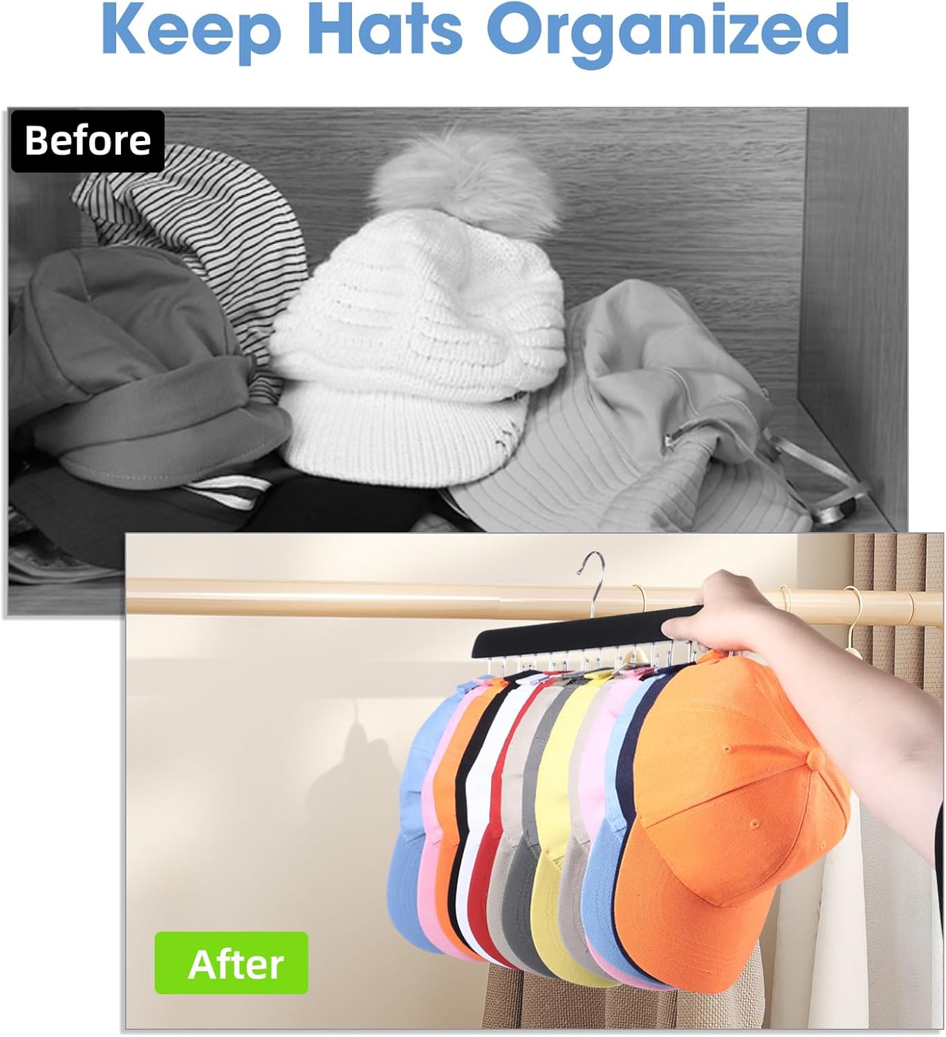 Hat Hanrs for Closet, Hat Organizer for Baseball s Hooks Space