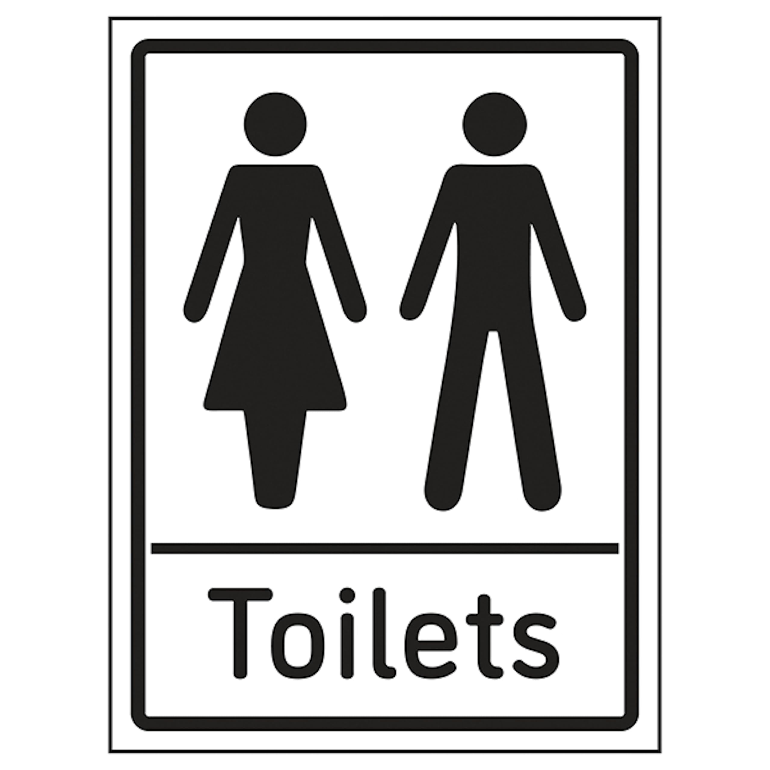 V Safety Toilets - Portrait 150 x 200 mm - Glow In The Dark 1mm Rigid Plastic Safety Sign