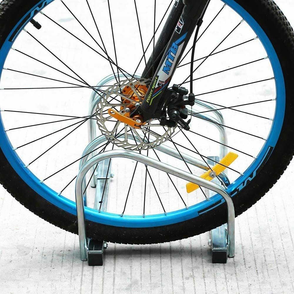 BAKAJI Rastrelliera per Biciclette da Pavimento o Parete Stand Parcheggio Esterno per Bici in Acciaio Porta Bici con Materiale di Montaggio Incluso