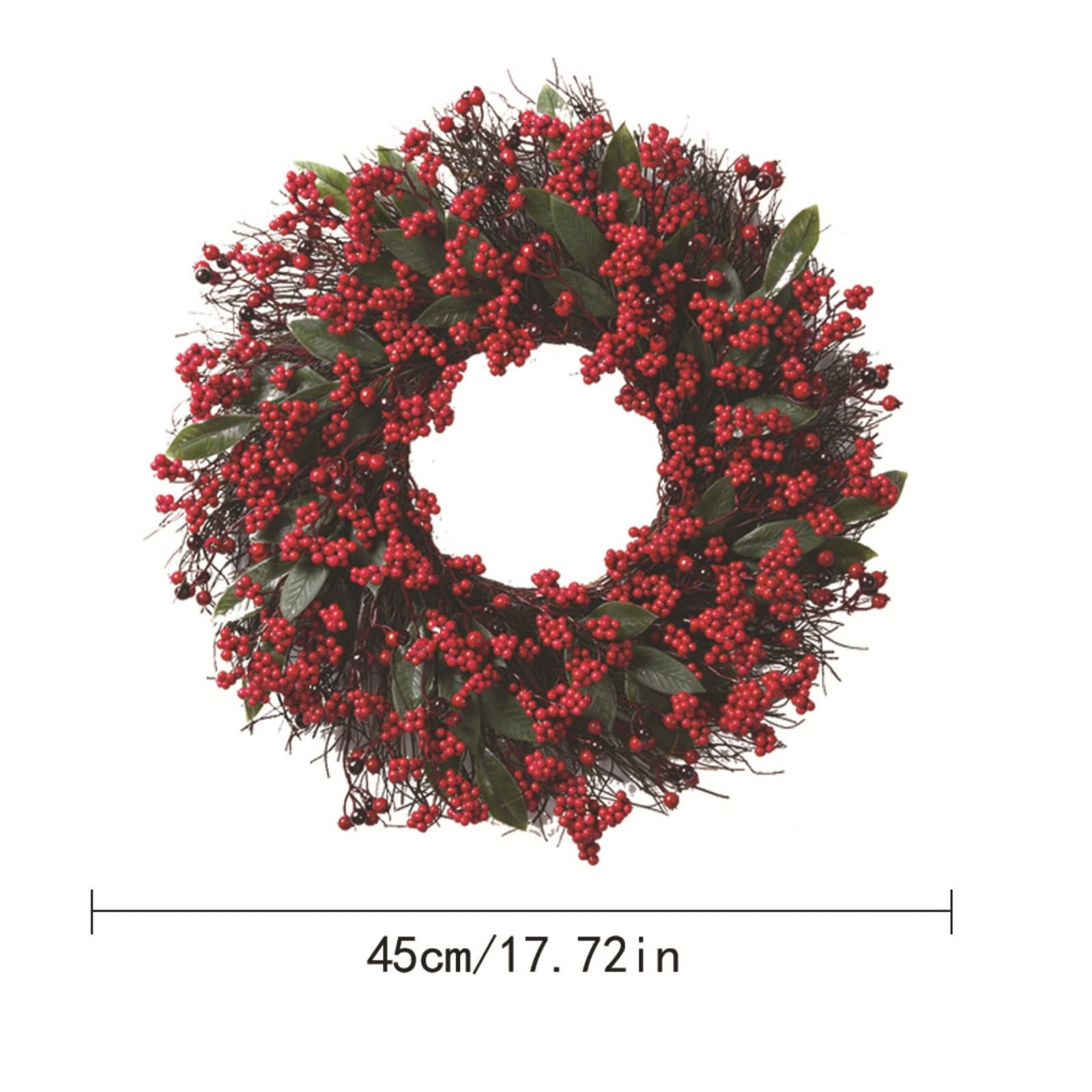 Corona Navideña Adorno Colgante Navideño De Acebo Y Bayas para Puertas Y Paredes con Detalles Decorativos En Capas para Entradas