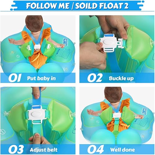 Miniatura 8 de LAYCOL Flotador inflable de piscina con toldo de protección solar FPU 50+ extraíble, para bebés de 3 a 36meses, entrenamiento de natación (azul, XL)