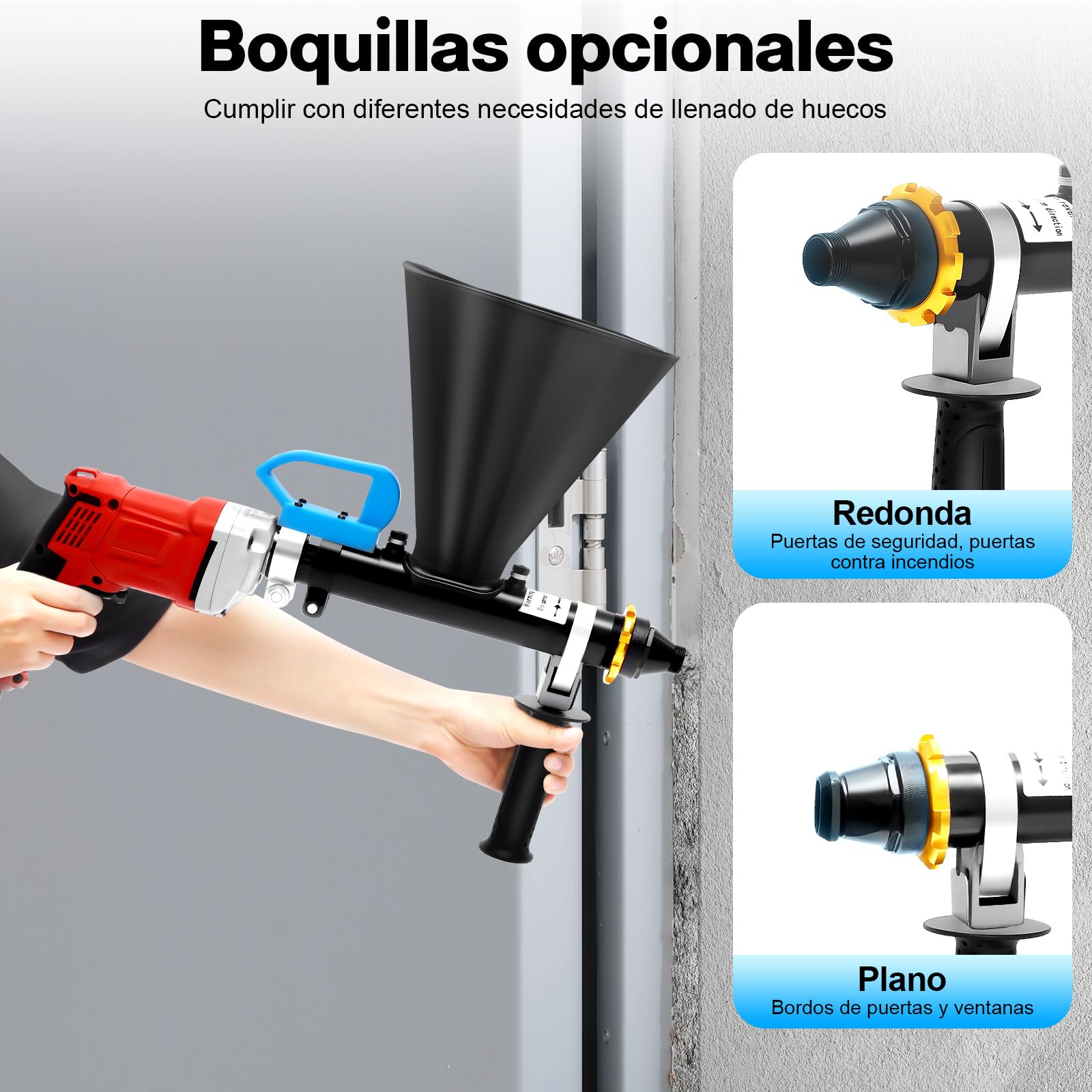 Pistola eléctrica de mortero de 700 W, de acero inoxidable, con 2 boquillas extraíbles, pistola eléctrica para lechada