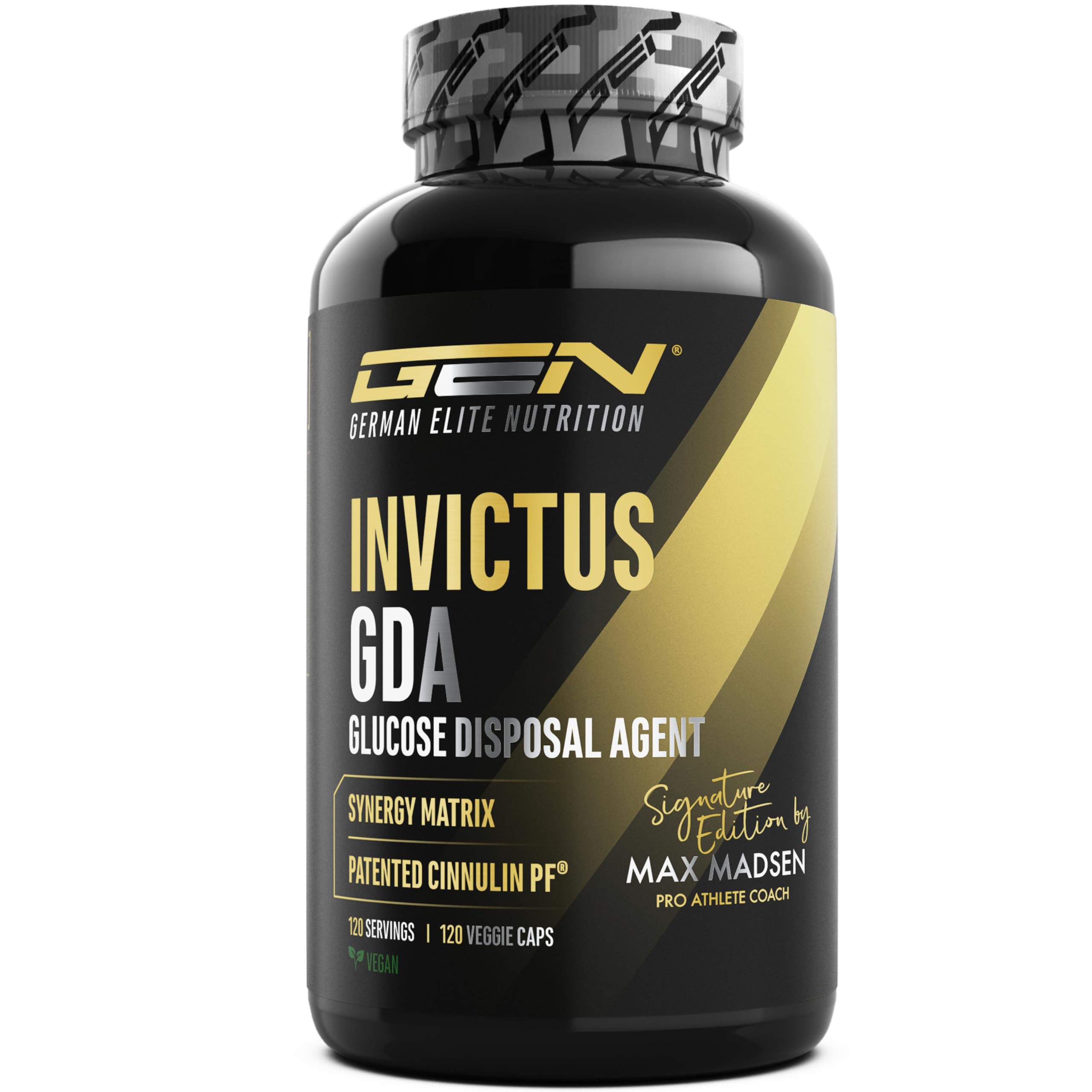 GEN GERMAN ELITE NUTRITION Invictus G.D.A - 120 Kapseln | Berberin-Komplex mit Markenrohstoff Cinnulin PF® & Na-R-Alpha-Liponsäure - Glucose Disposal Agent (GDA) - Laborgeprüft