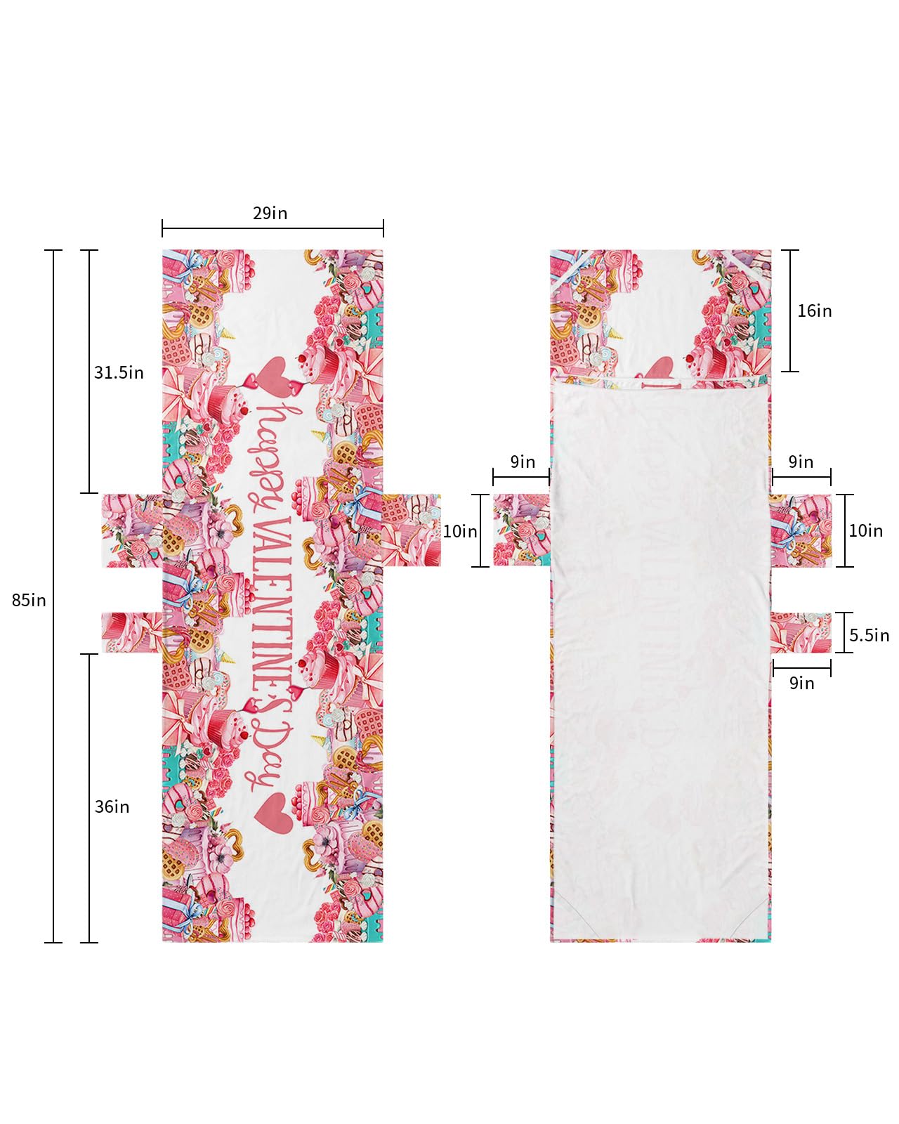 Valentines Day Beach Lounge Chair Towel Cover, Soft Chaise Lounge Towel with Side Pockets Patio Pool Chairs Cover for Beach/Pool Sunbathing 29x85 Love Heart Desserts Floral Pink Red