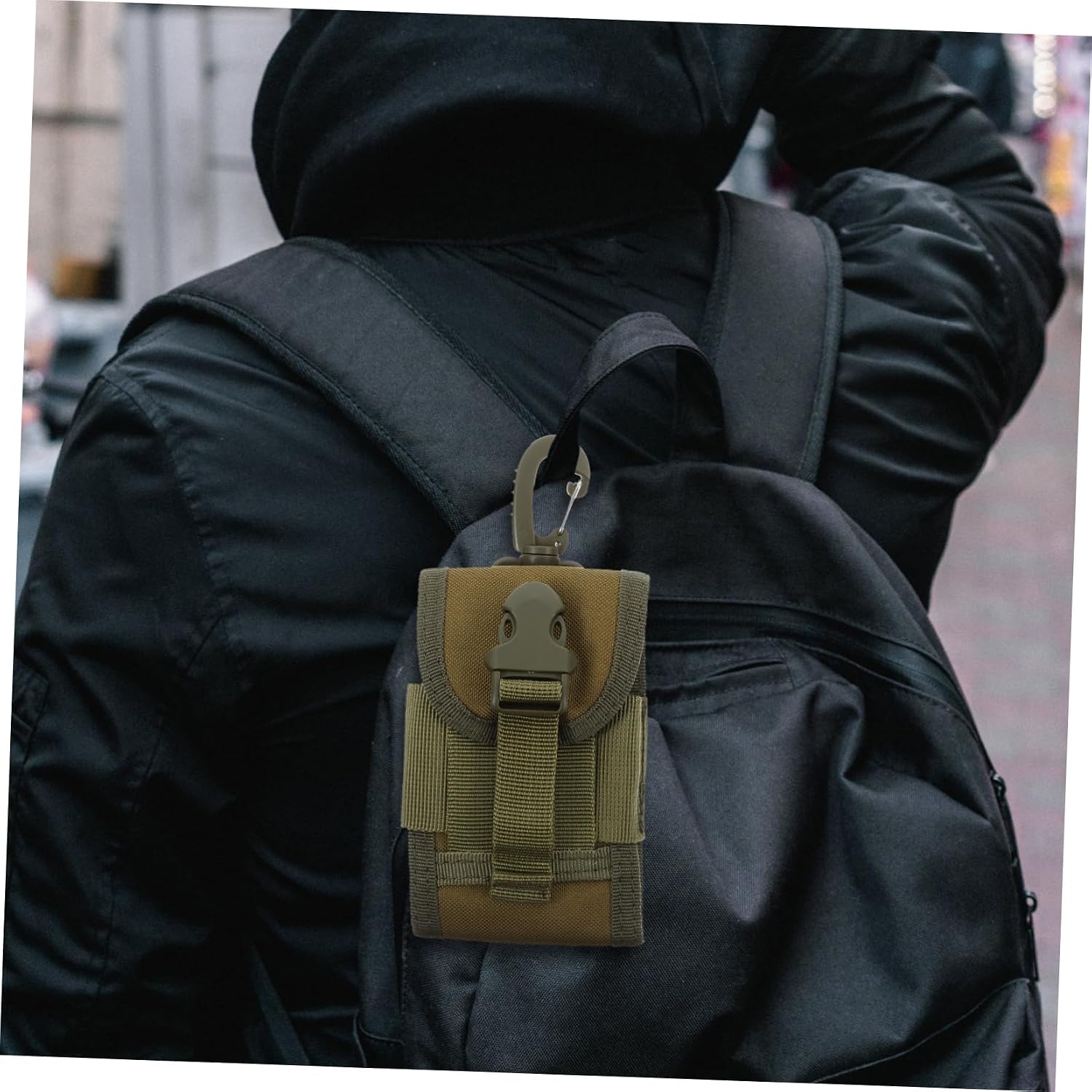 Green Nylon Tactical Phone Pouch Belt Bag for Hiking and Shopping image 3