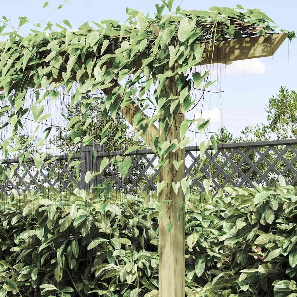 Drewniana pergola ogrodowa, 410 x 40 x 203 cm, z 3 słupkami, do roślin pnących, róż, wino, bluszczu, dekoracja ogrodowa i ochrona przed wzrokiem, odporna na warunki atmosferyczne, łatwa w
