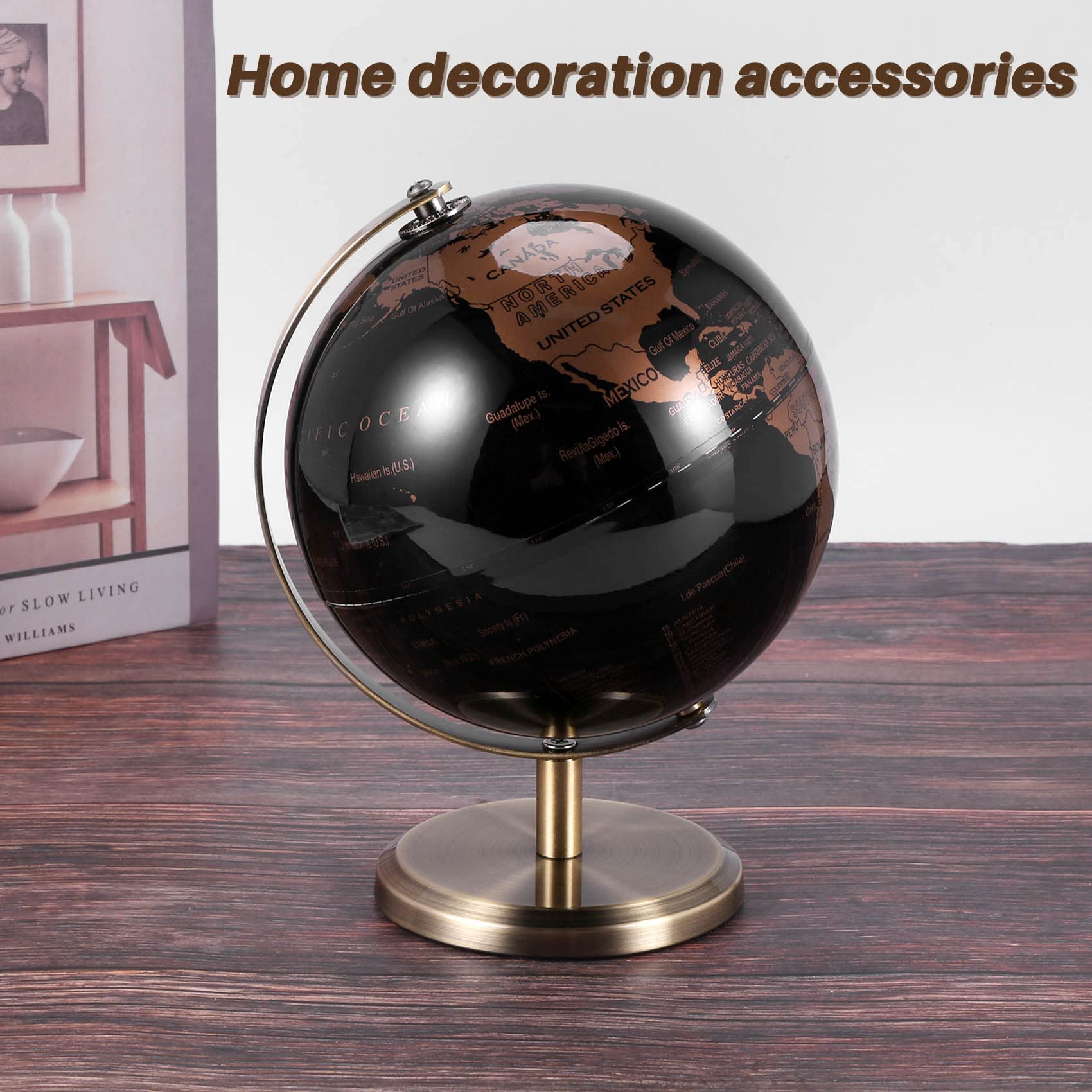 Welt Globus Stern Bild Karten Globus für Haus Tisch Schreibtisch Ornamente Geschenk BüRo Haus Dekoration ZubehöR (Gold)
