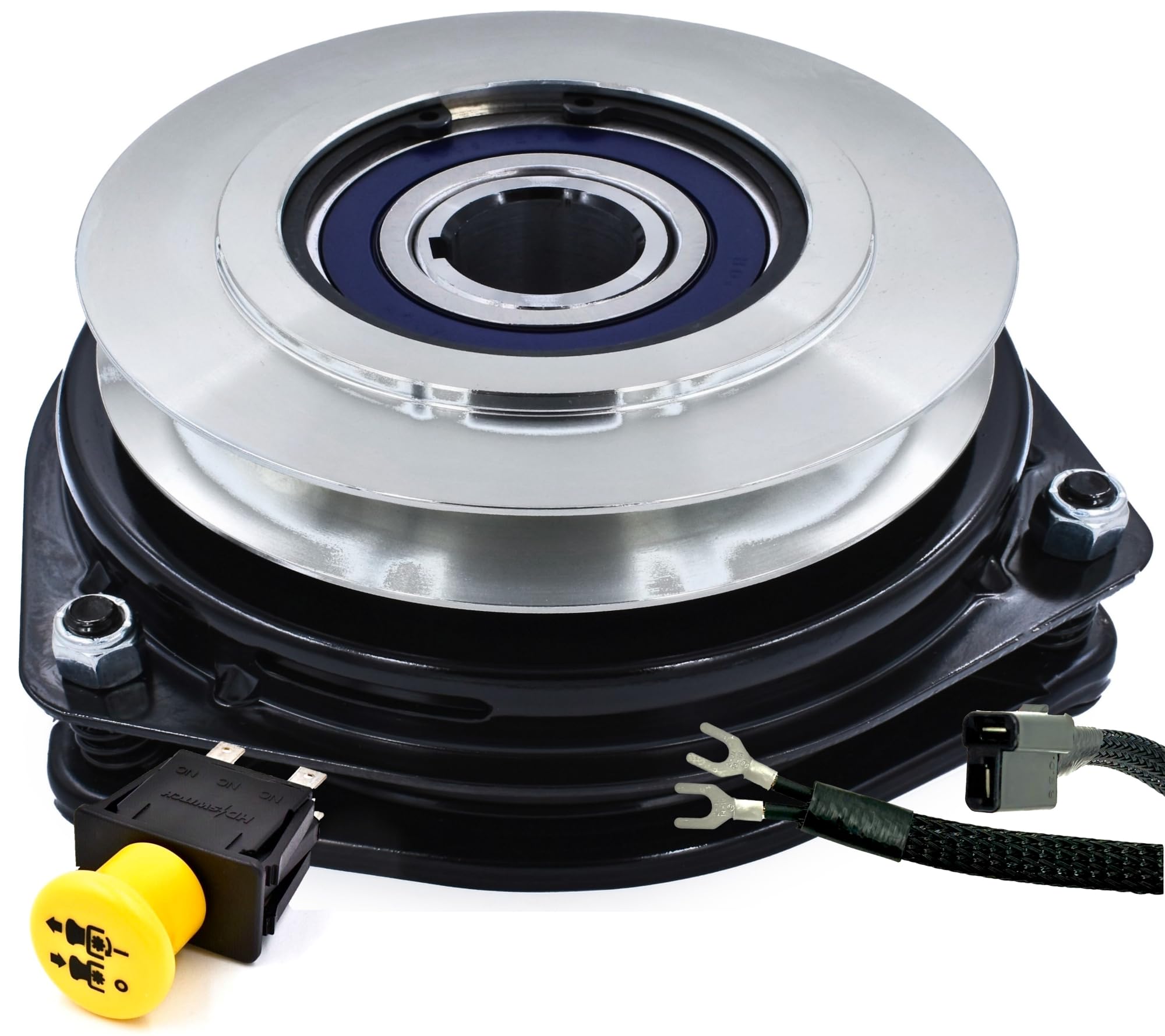 HD Switch TCA15800 BIGBearing HiTorque 300 ftlb (OEM 250) Billet Pulley Blade PTO Clutch for John Deere TCA15800 ZTrak 737 757 777 797 LVA21437 20A PTO Switch w/Replaceable Wire Harness & C3 Bearings