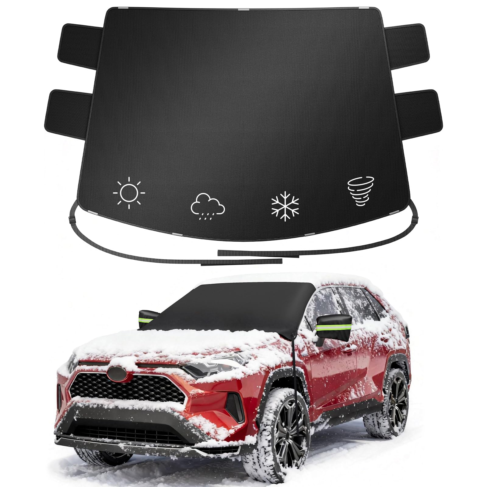Wigoo 2026 Upgrade Car Windshield Cover for Ice and Snow Windshield Snow Cover for Winter Snow Frost 600D