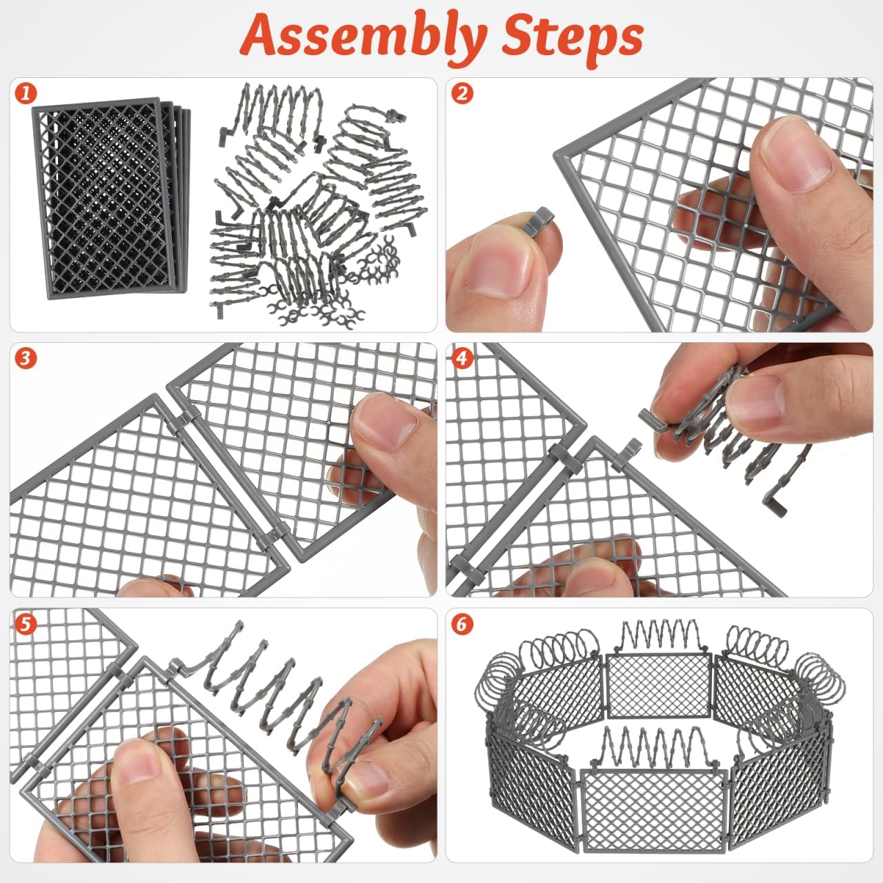 Abaodam Miniature Toy Fence, Grey ABS Panels for Military Diorama | One Set, Simulated Wire Look, Tabletop Battle Scenes, Compact Model Accessory