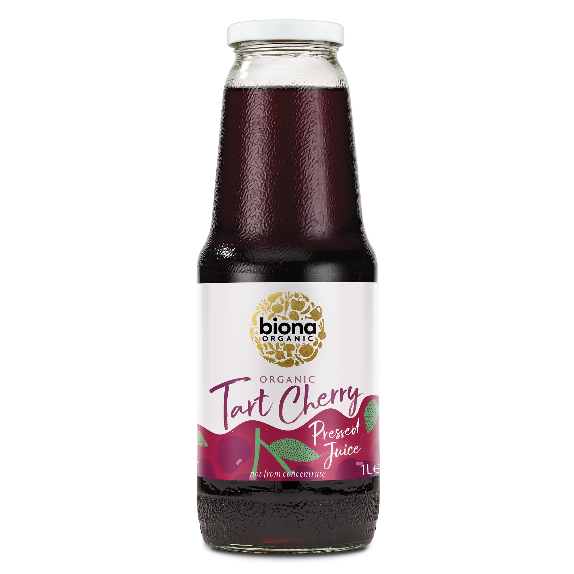BionaOrganic Tart Cherry Juice 1L - Not from Concentrate - Pressed Fruit Juice - Freshly Harvested by Organic Farmers - Source of Vitamins and Antioxidants