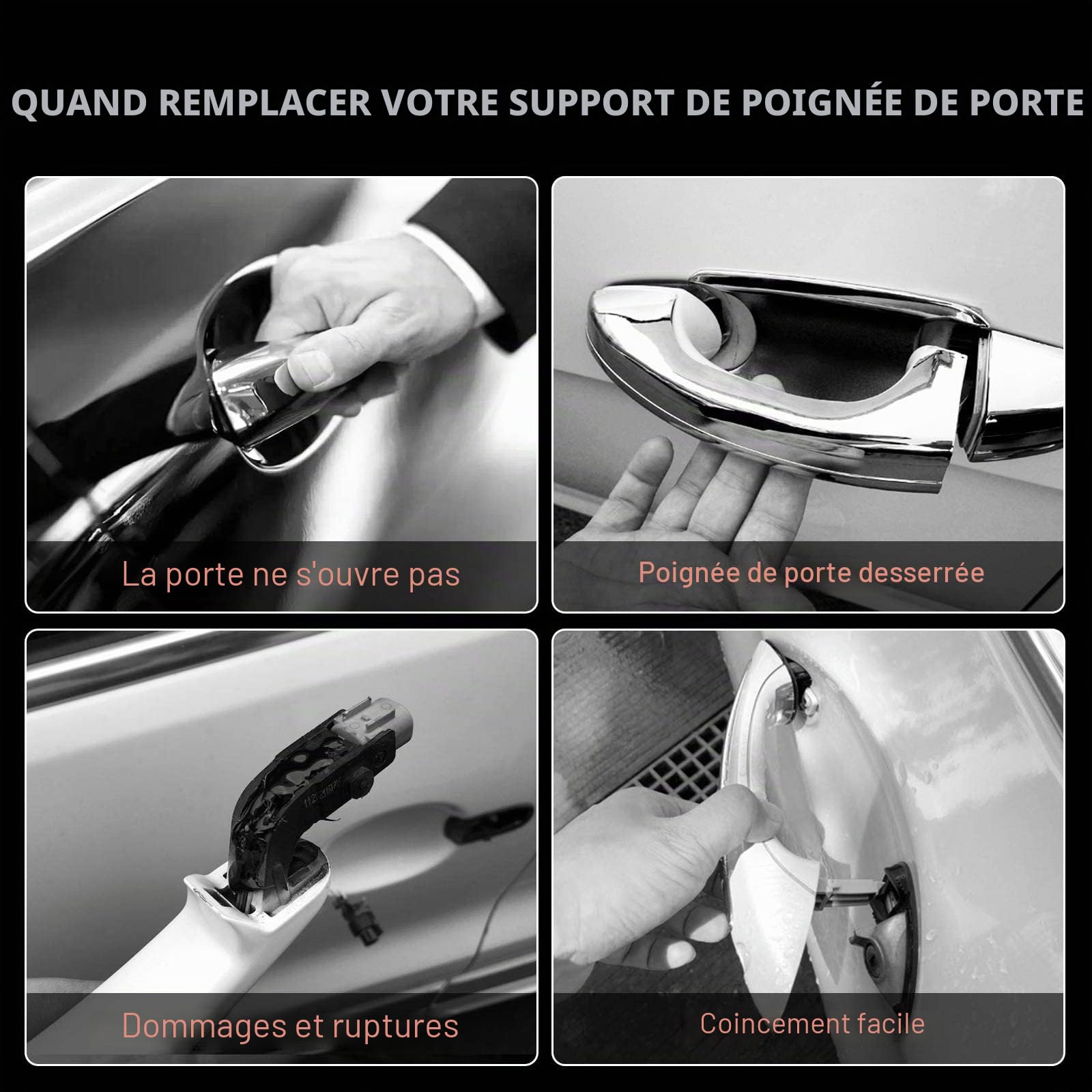 Frankberg Support de poignée de porte de voiture Arrière Gauche Compatible avec X5 E53 3.0d 3.0i 4.4i 4.8is 4.6is 2000-2006 SUV Remplacer# 51228243635