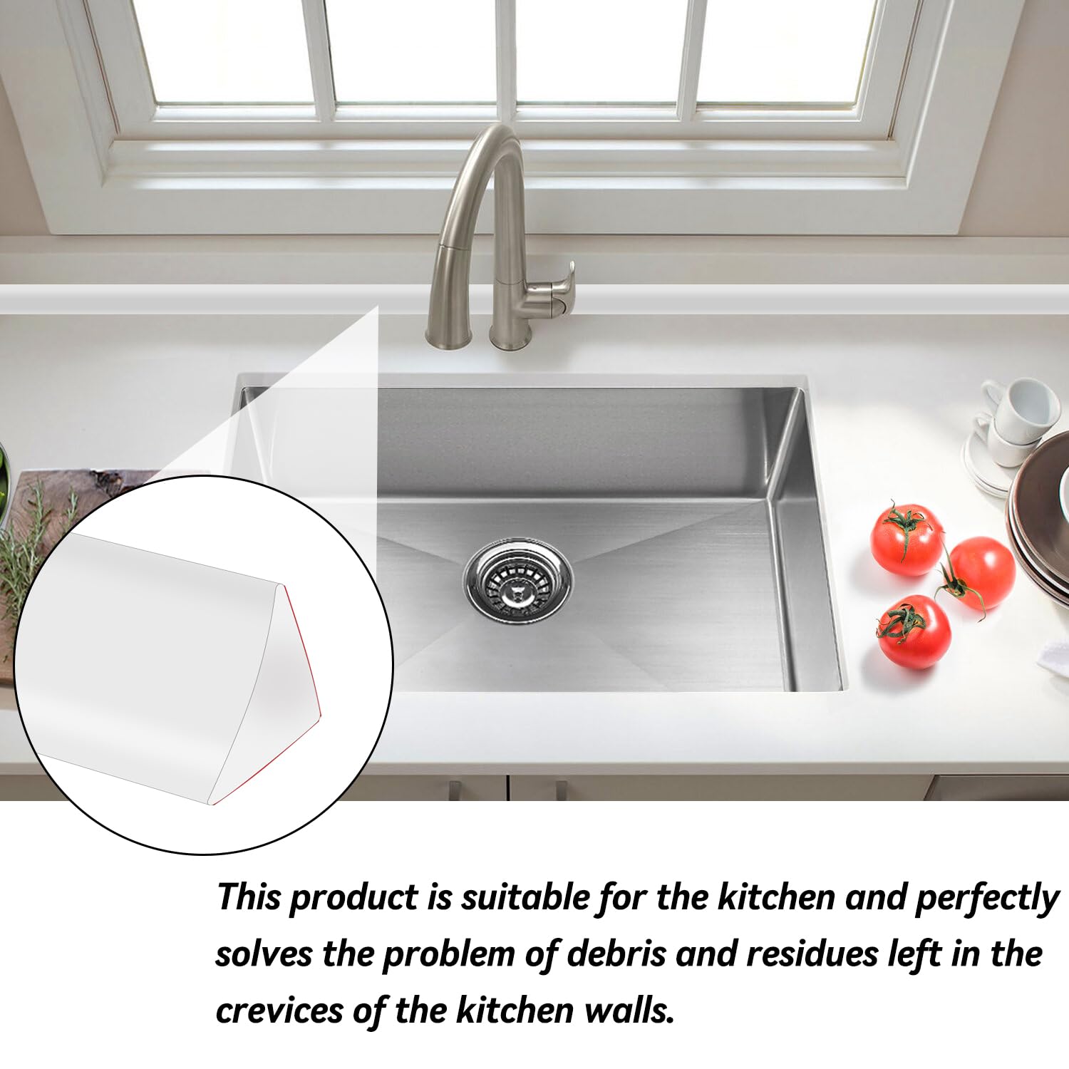 Embellecedor Copete Encimera Cocina Blanco Barrera de Agua Tiras Decorativas Flexibles Autoadhesivos Silicona Impermeable(Blanco, 6Metro)