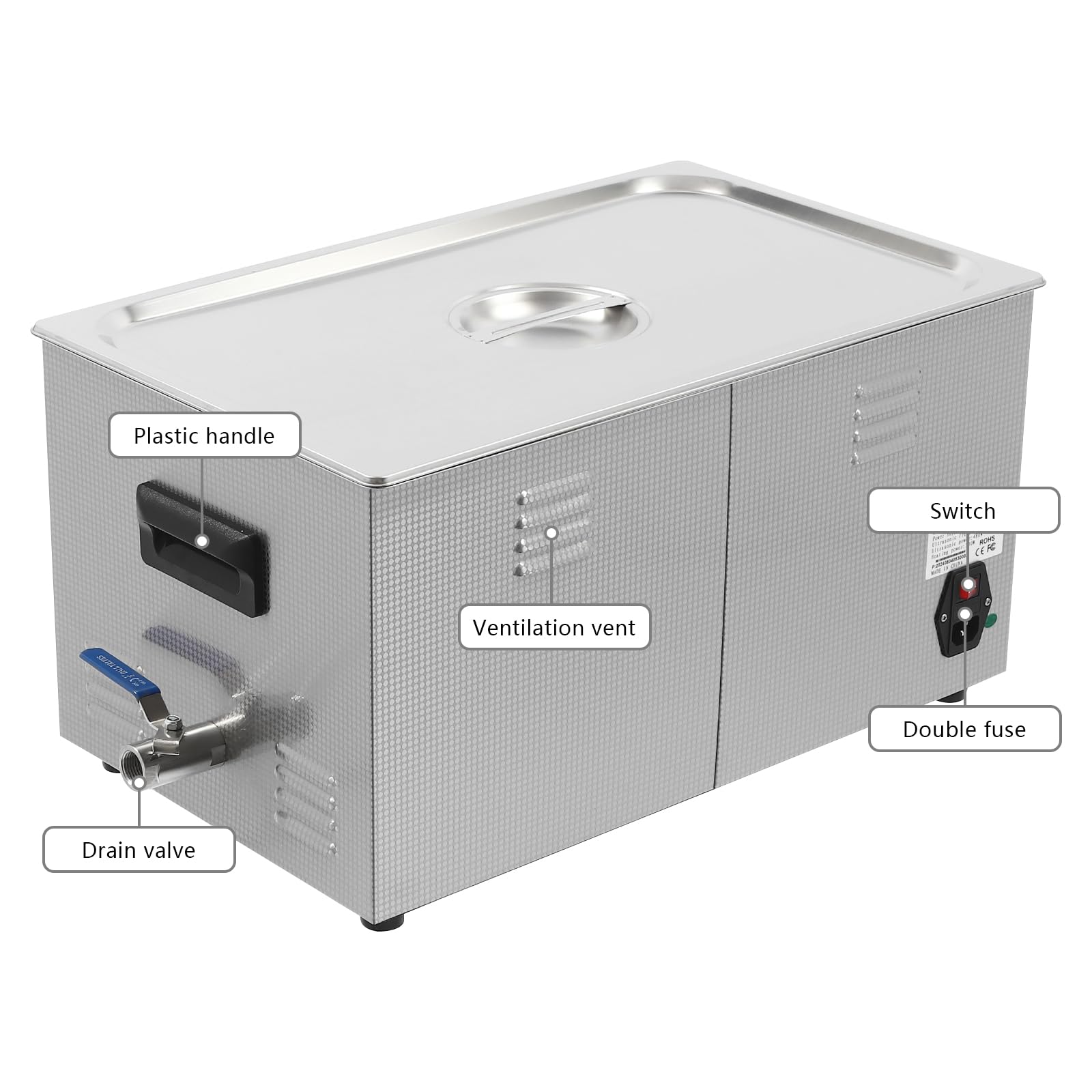 Ultraschallreiniger Ultraschallreinigungsgerät Ultraschallbad Ultrasonic Cleaner 22L Edelstahl mit Korb 40KHz Ultraschalltechnologie Timer Temperaturregelung