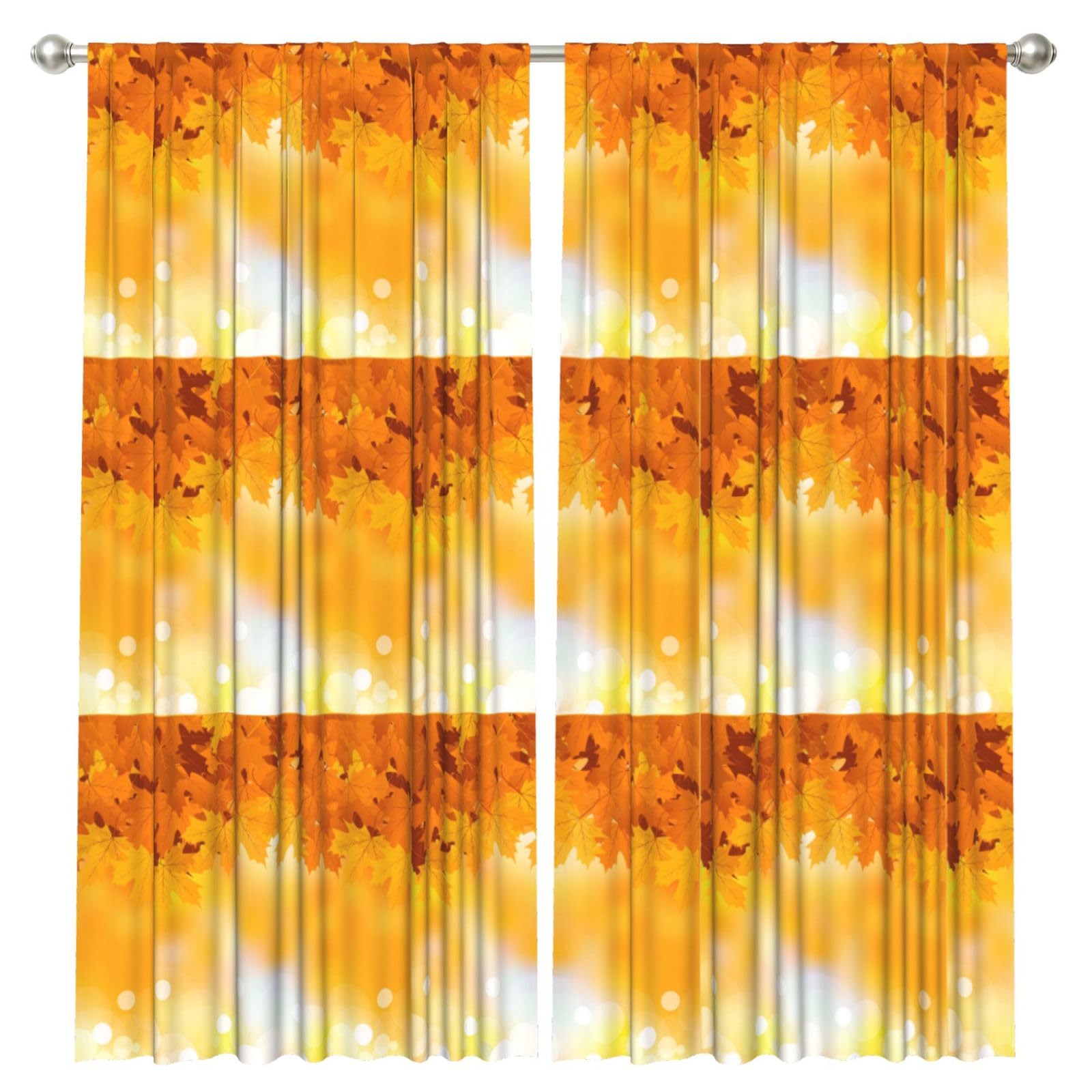 InOmak Autumn Leaves, 2 Panels Window Curtains 52 x 84 Inch Blackout Curtains for Living Room Bedroom
