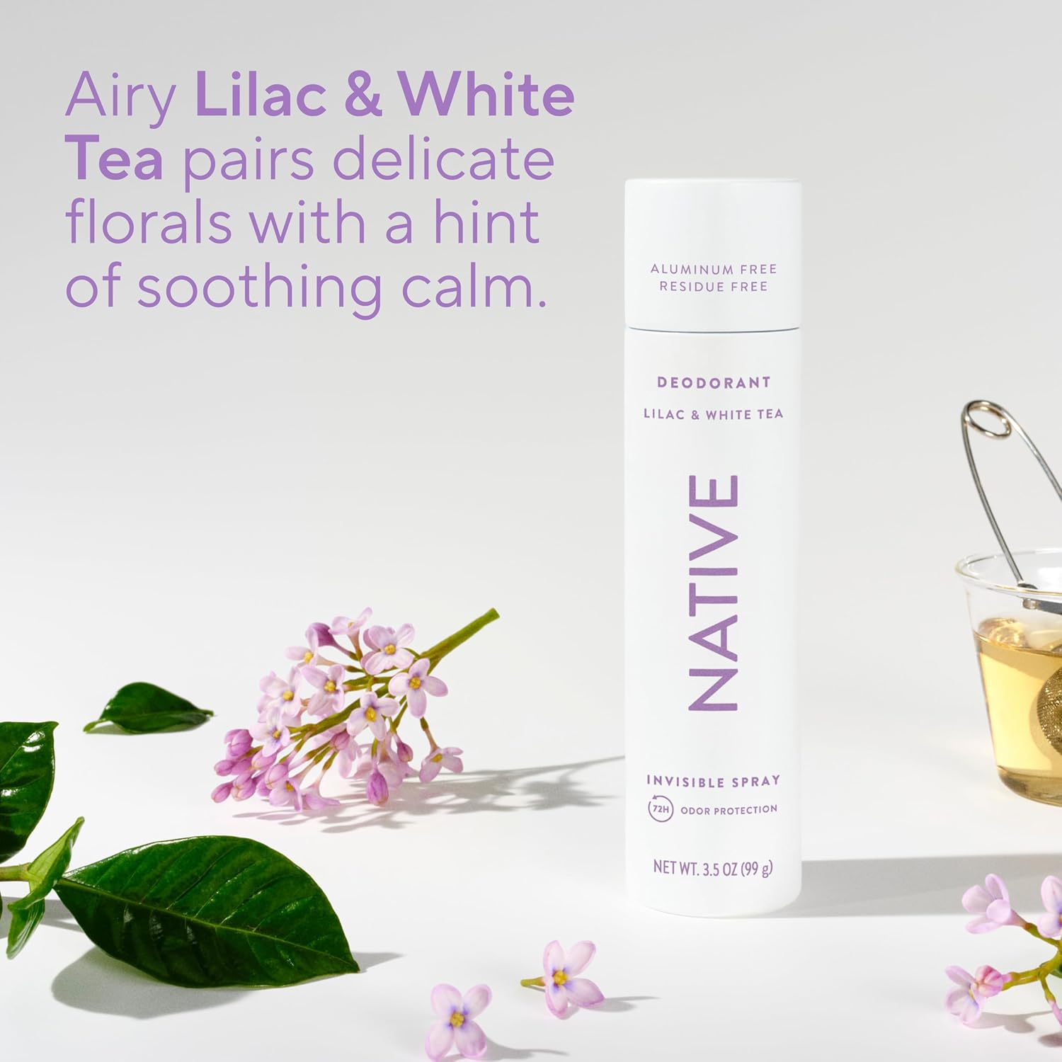 Native Deodorant & Body Spray Contains Naturally Derived Ingredients | Deodorant for Women and Men, All Day Odor Protection, Aluminum and Hydrocarbon Propellant Free | Lilac & White Tea - Image 4