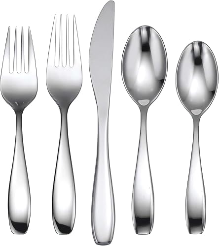 Oneida Stafford Mirror 65 Piece Fine Flatware Set, 11.75 LB, Metallic