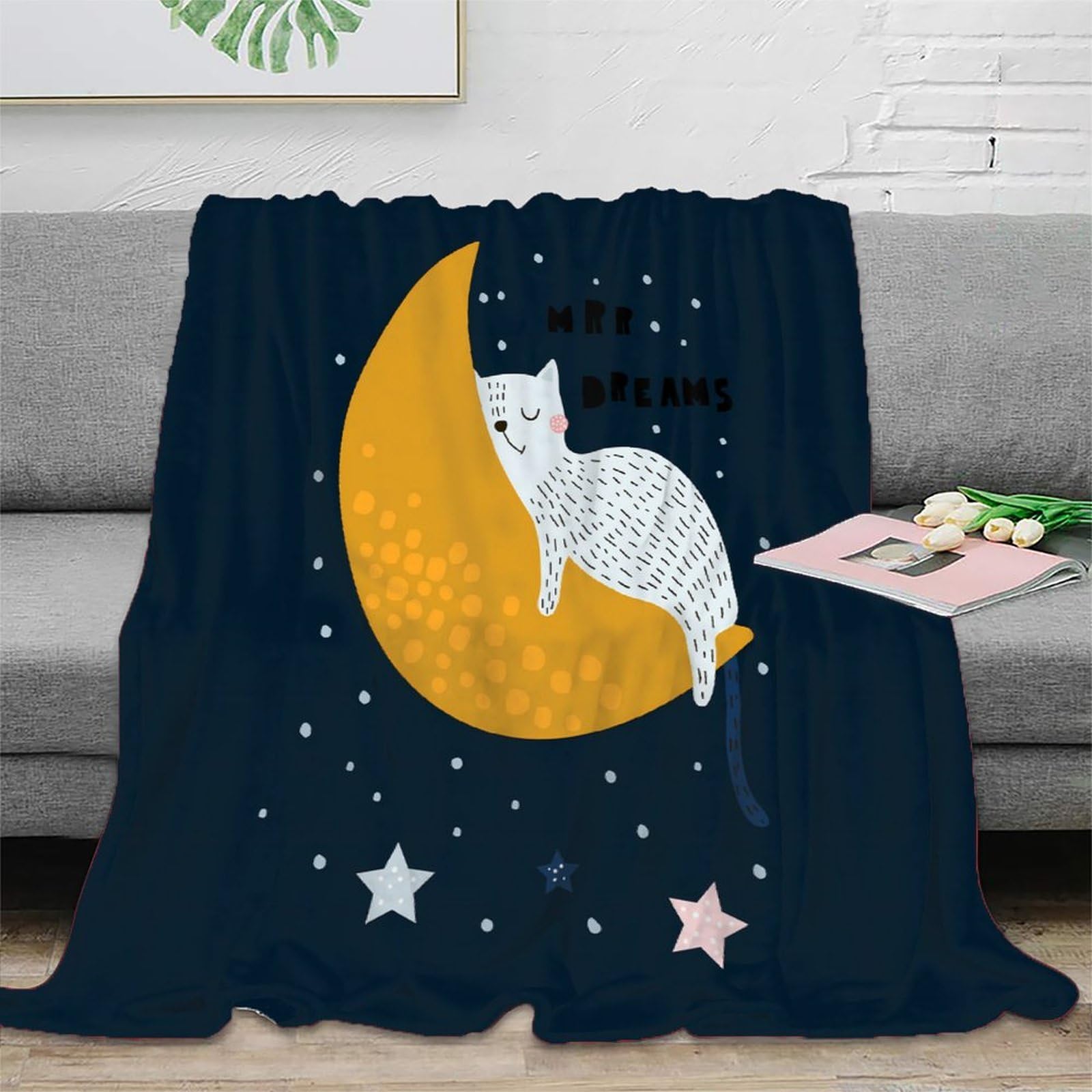 Plaid de salon chat 3D en microfibre 150x200cm pour toute la famille