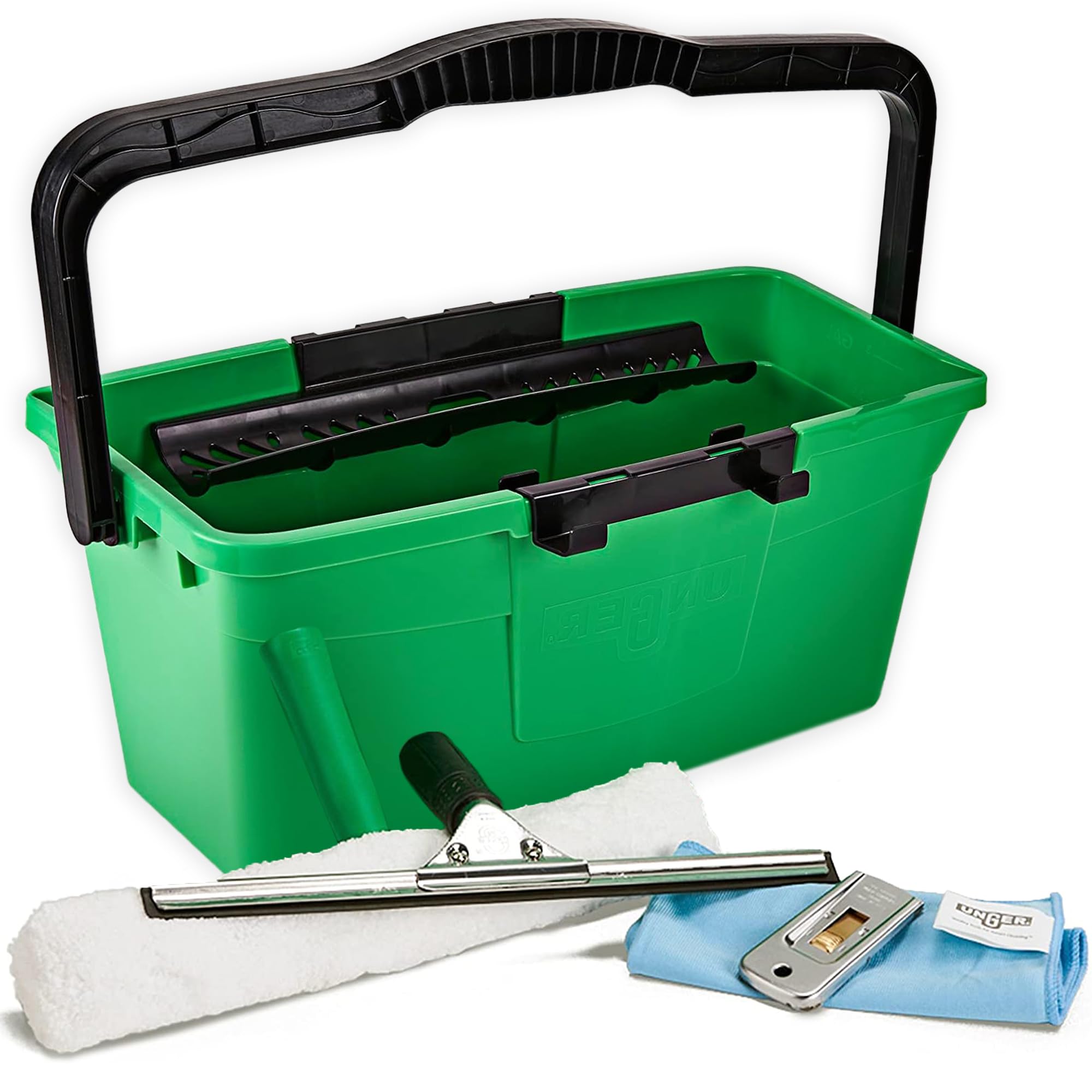 Unitec 5-in 1 Advanced Window Cleaning Kit Starter Set, Professional Window Cleaning Equipment - Squeegee, Washer, Safety Scraper, Microfibre Cloth & 12LTR Bucket