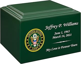 Stonewood Large Full Color Army Emblem Cremation Urn for Human Ashes - Composite Wood Cremation Urn for Adult Ashes - 280 Cubic Inch Capacity -Personalization Included