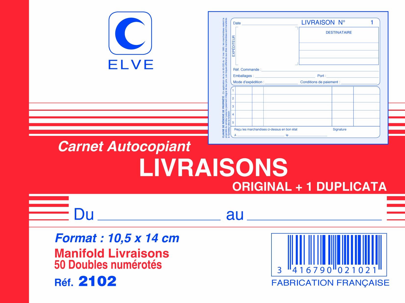 ELVE Lot de 6 Manifolds autocopiant LIVRAISONS 105 x 140 A6 Horizontal 50 Dupli
