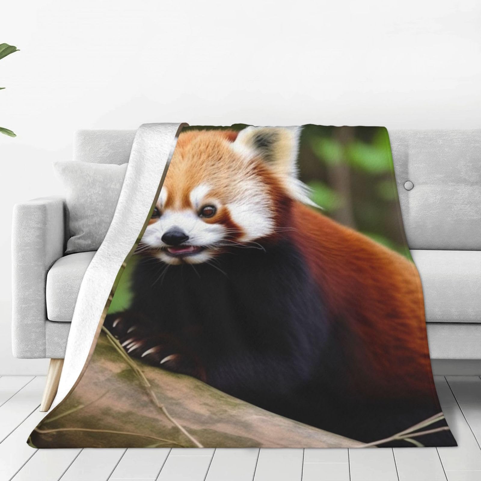 KLOPH Little Red Panda Throw Blanket 60"x50" Flannel Fluffy Warm Blanket for Couch, Reversible Plush Blankets for Bed, Comfy Fuzzy Blanket for Sofa, Plush Lightweight-Blankets for All Season