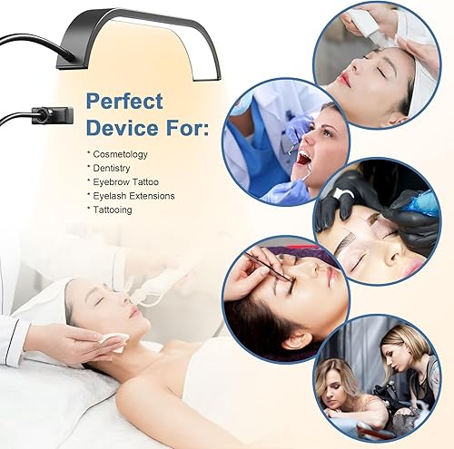 Miniatura 7 de Lámpara de pestañas 2 en 1, luz de media luna para pestañas, tecnología de pestañas de luz de luna con soporte para teléfono y brazo oscilante, luz