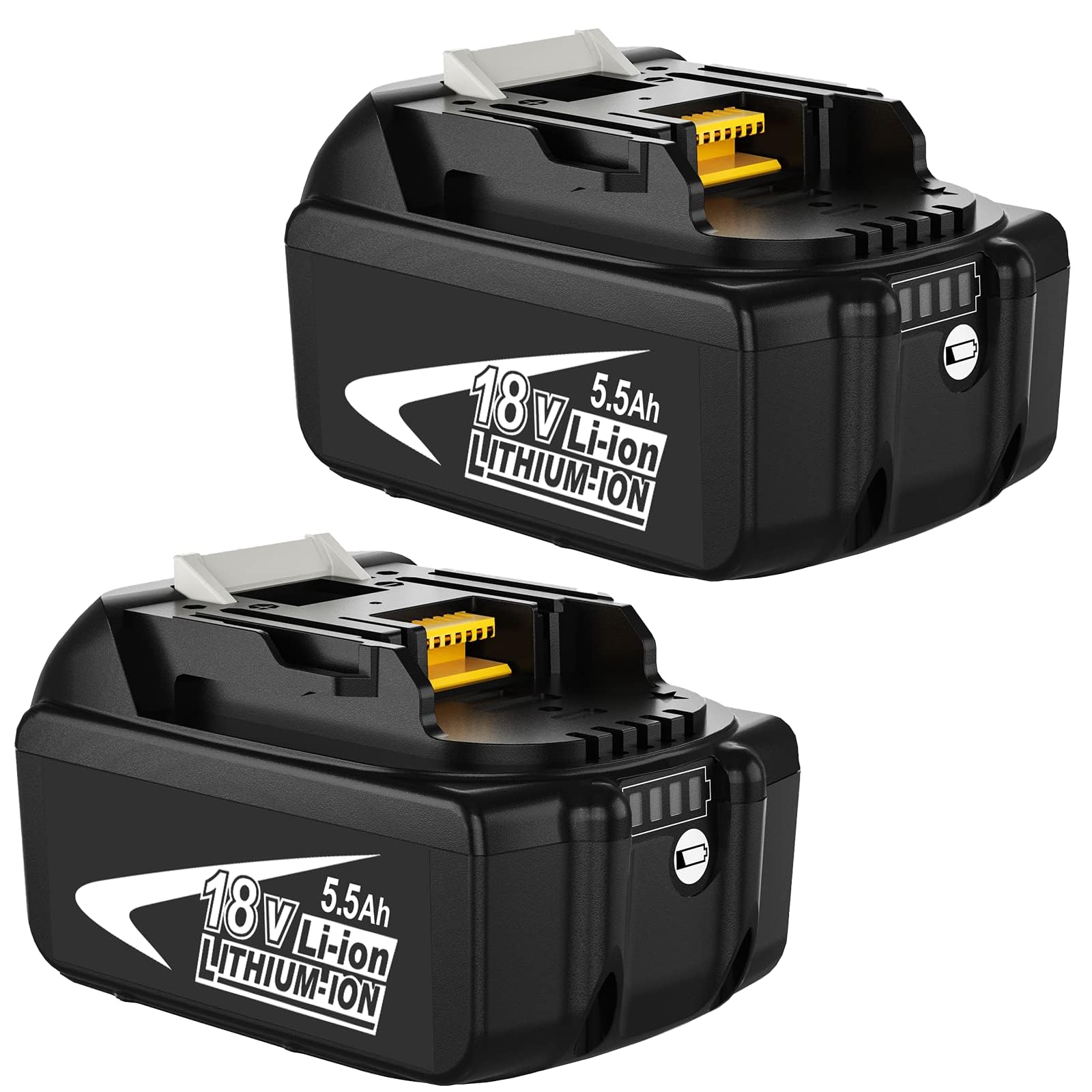 2Pack 18V 5.5Ah Replacement for Maki-ta 18V Battery BL1850B BL1840B BL1830B BL1820B BL1815B BL1840 BL1820 BL1835 BL1845 BL1850 194205-3 LXT-400 with LED Tool Battery