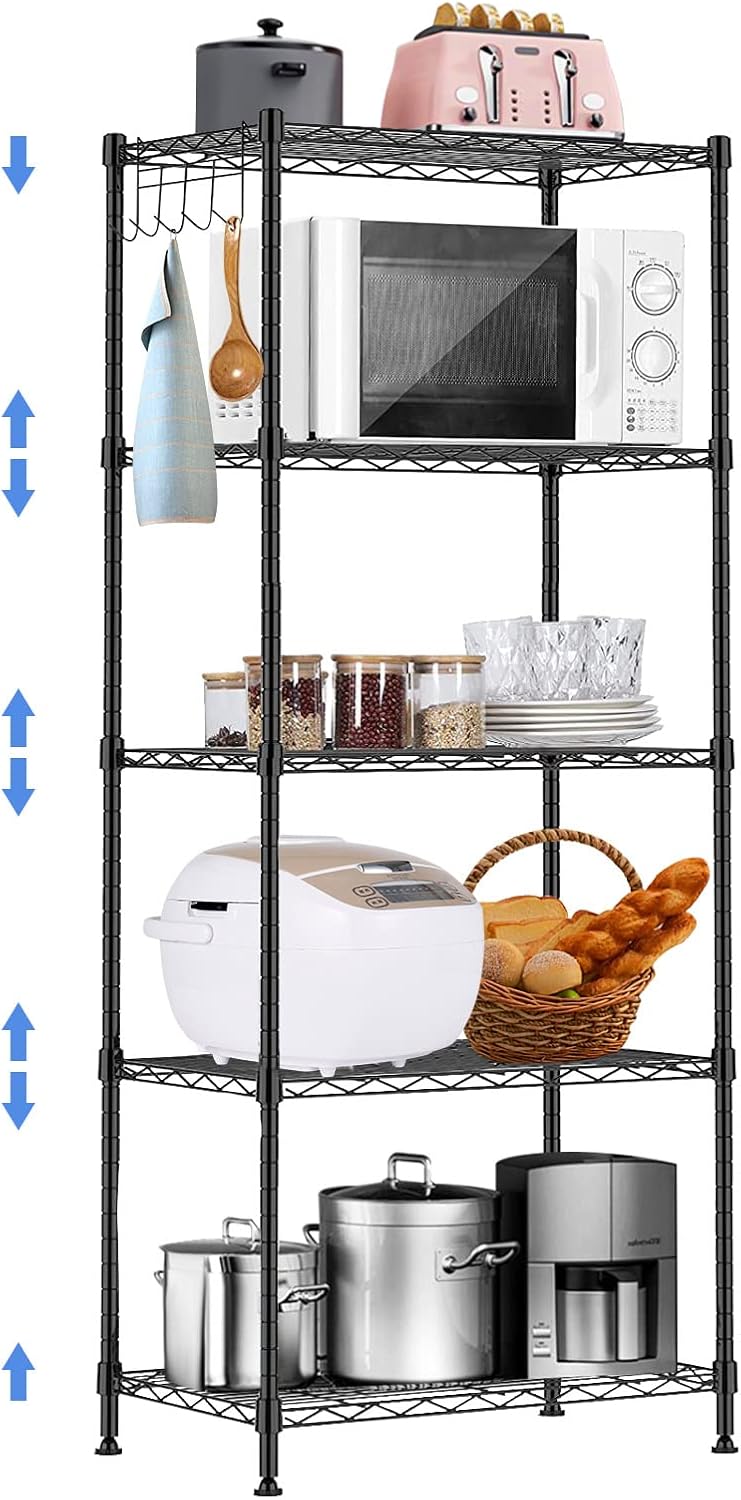 Amazon.com: 5 Tier Changeable Wire Shelving Rack, Adjustable Metal ...