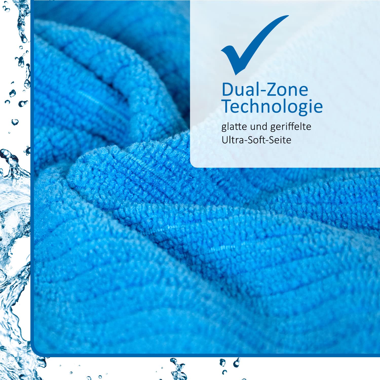 Water Technology Profi-Spültuch Microfaser – 4er Set, 28x28 Cm, Dual-Zone, Quick-Dry