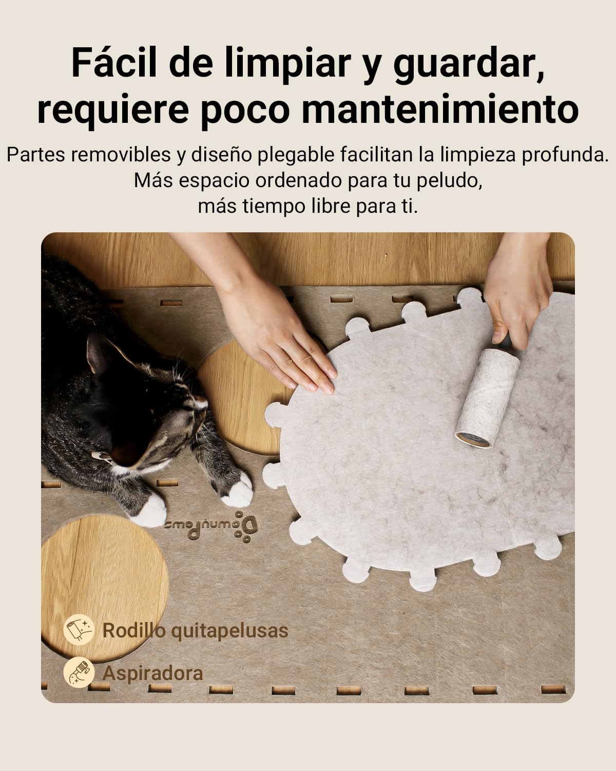 DownyPaws Cama para Gatos de Felpa, 2 Pisos Casa Gato 50x33x50 cm, Castillo de Juego, Diseño Acogedor, Protector de Uñas, Beige